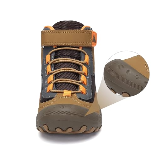 Detalle 2 de Mishansha Kinder Wanderschuhe Outdoor – Rutschfest, Braun, Leichtgewicht (34EU)