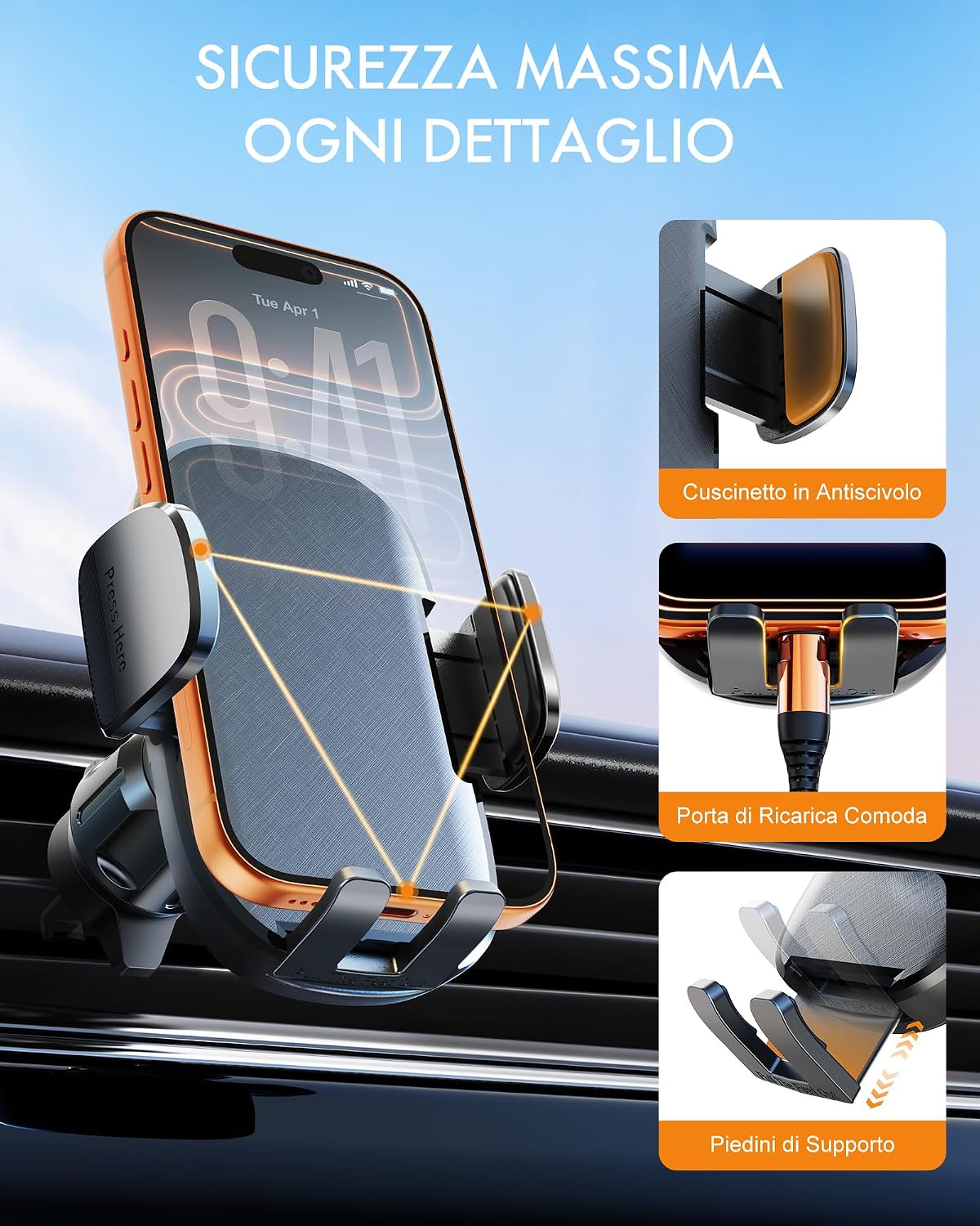 Thumbnail 2 de Mohard Porta Cellulare Auto: supporto universale con gancio d’aria in metallo 360°
