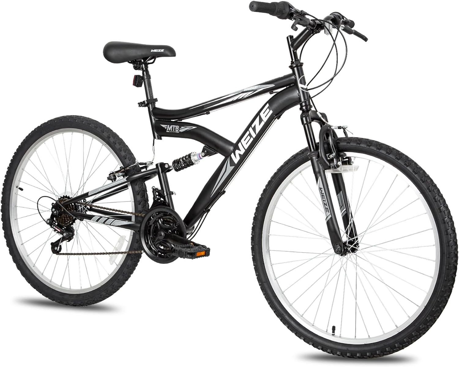 Detalle de WEIZE Shocker 26-Inch Dual-Suspension Mountain Bike, 18-Speed Steel Frame