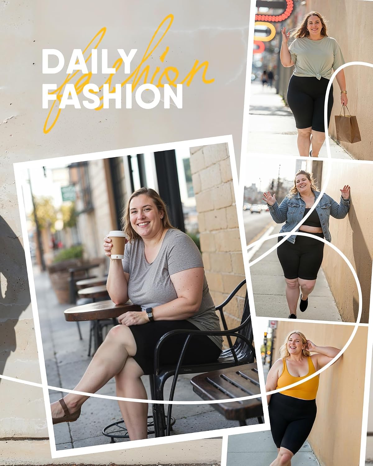 Detalle 2 de HLTPRO 3-Pack Plus Size Biker Shorts, High Waist, Pocket and Inseam Options