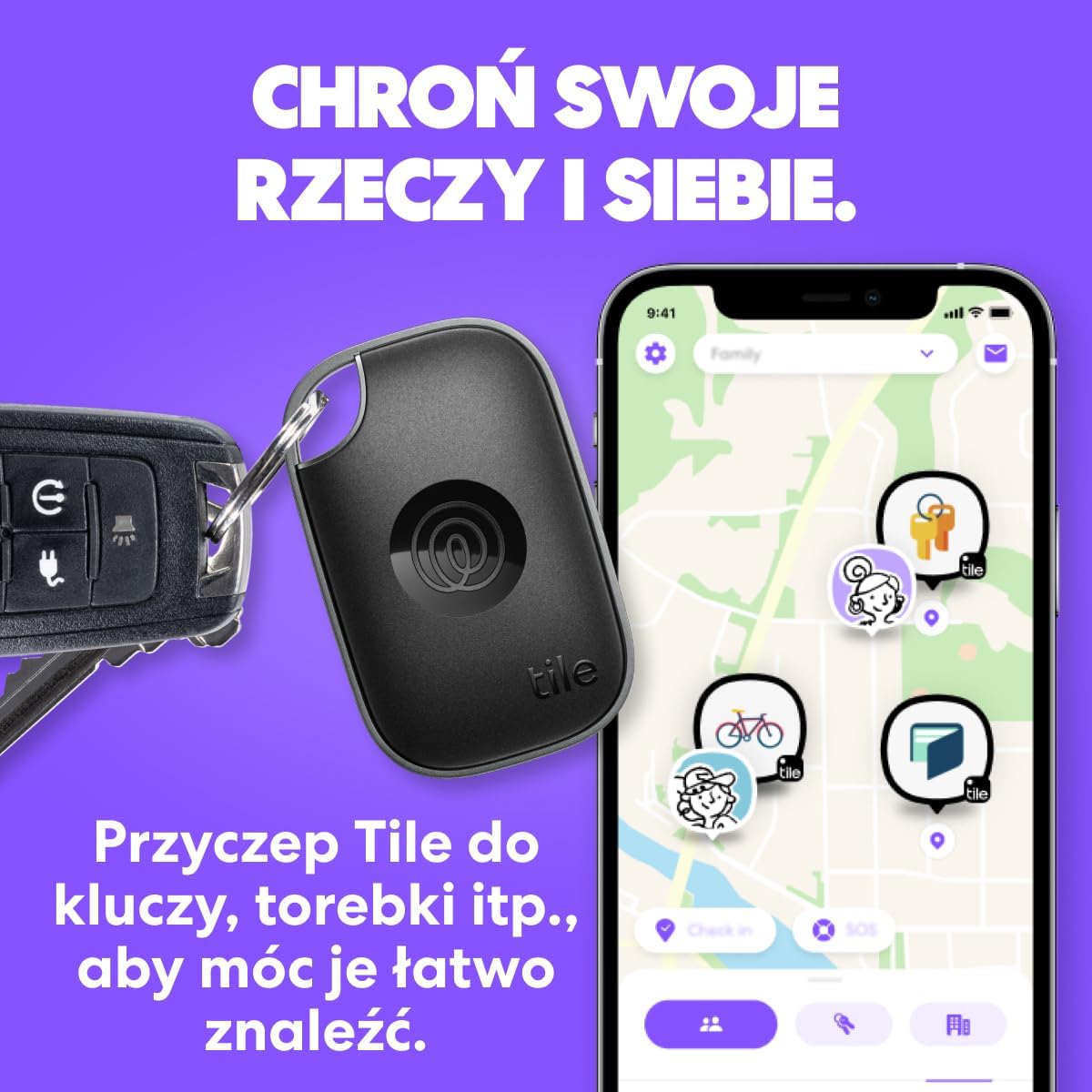 Detalle 2 de Tile by Life360 Pro – lokalizator Bluetooth, 4 szt., IP68, iOS i Android