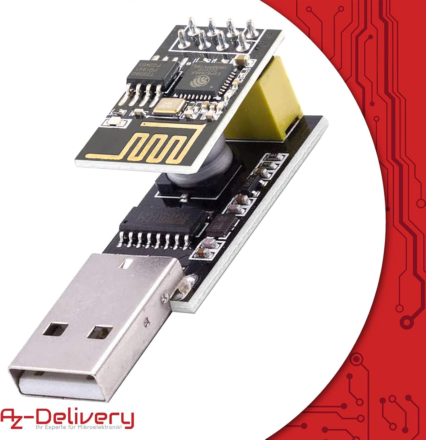 Thumbnail 3 de AZDelivery 5× ESP8266 ESP-01S mit USB-Adapter (CH340G) – WLAN-Modul kompatibel mit Arduino