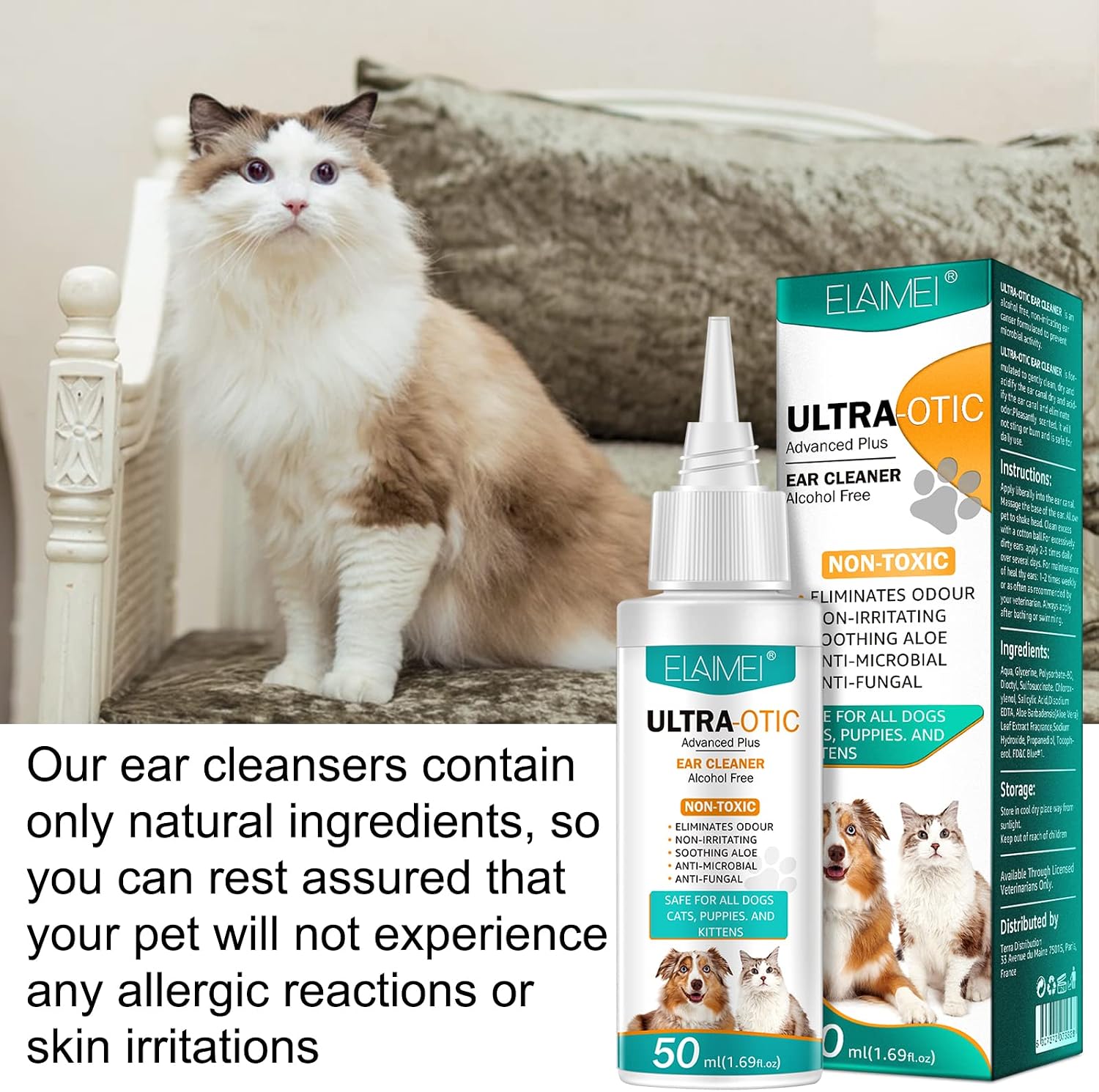 Detalle de GMOLARSUSCO Dog Ear Cleaner: Gentle 50ML Drops for Smooth, Clean Ears