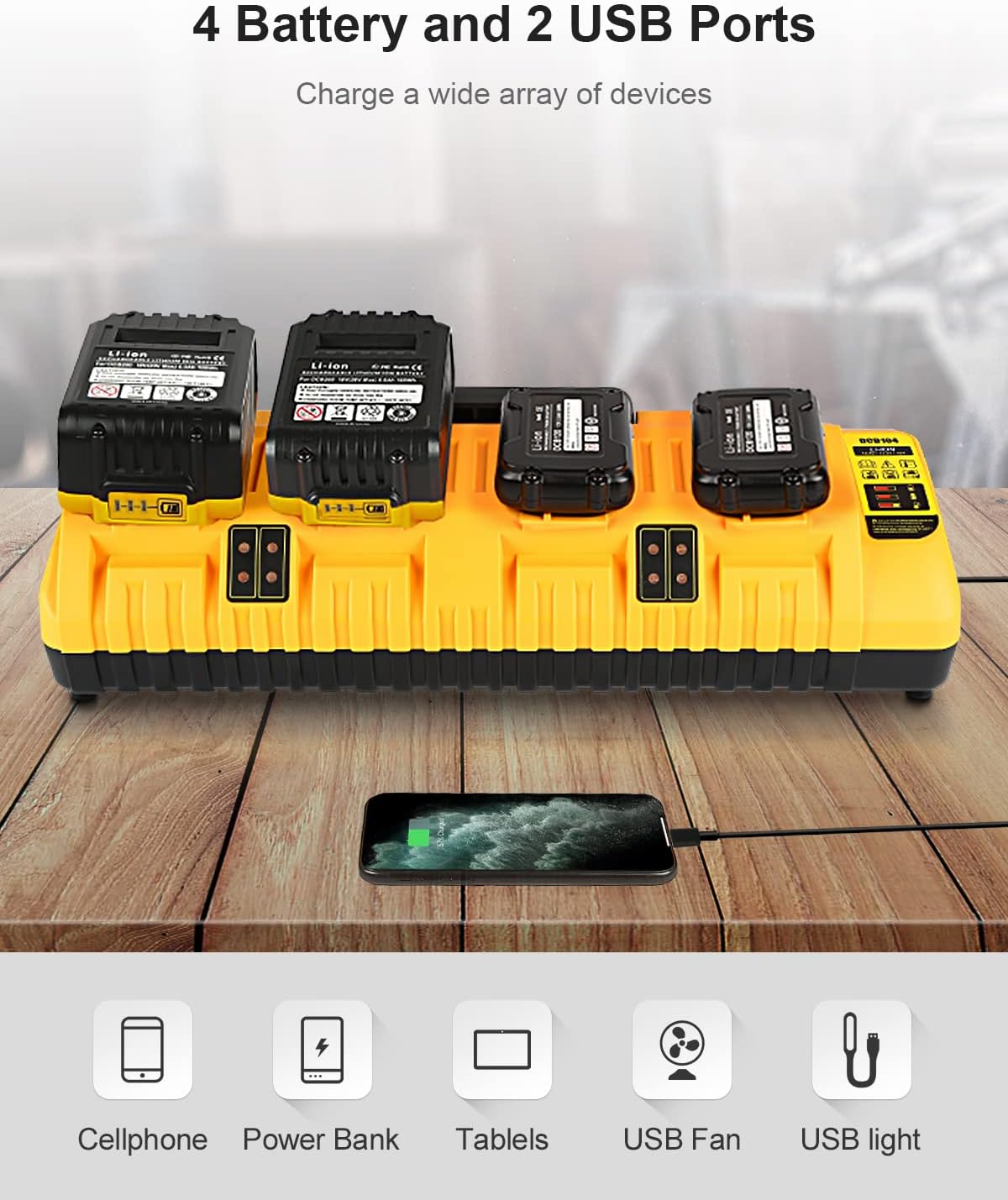 Thumbnail 2 de Lenoya DCB104 Replacement for Dewalt 12V/20V Max Battery Charger Station