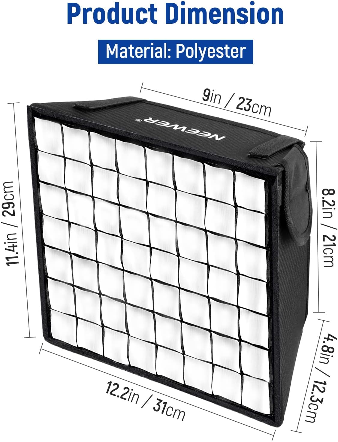 Detalle de NEEWER softbox pieghevole 12,2"x11,4" con griglia per luci video NL660/NL660S/SNL660/RGB660