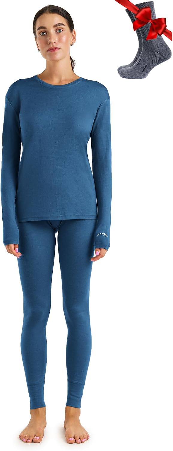 Thumbnail 4 de Merino.tech 100% Merino Unterwäsche Damen Set Langarm Shirt Hose + Socken