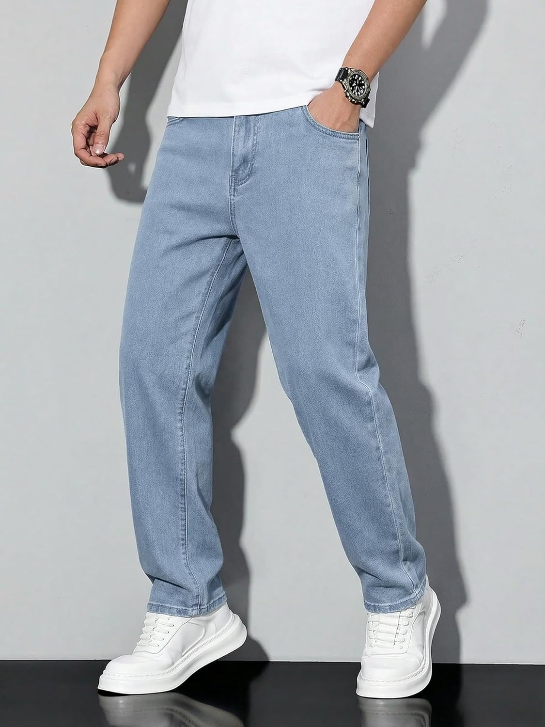 Thumbnail 2 de JMIERR Herren Baggy Jeans aus Baumwolle – bequeme Stretch-Jeans im Vintage-Relaxed-Fit