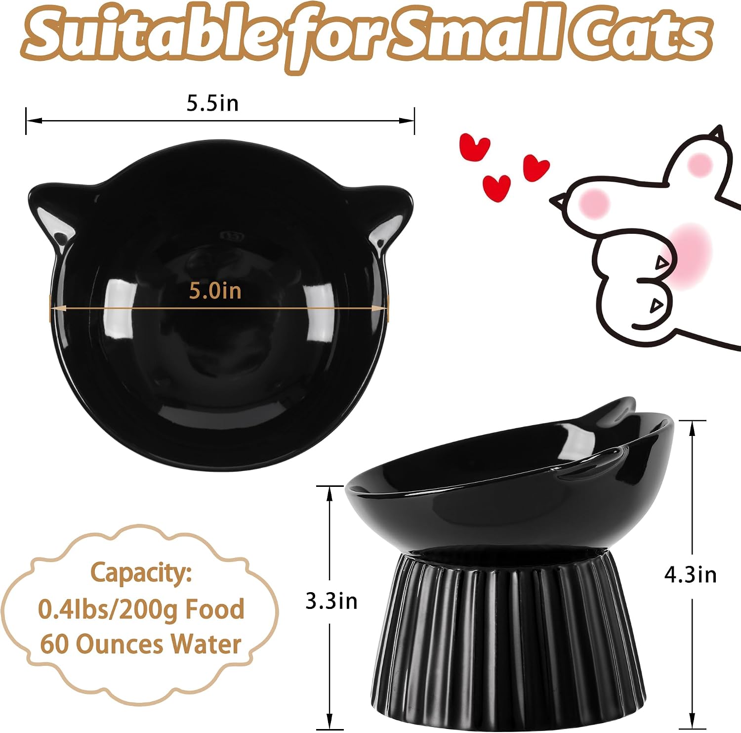 Detalle 2 de Raised Tilted Cat Bowl Ceramic Elevated Anti-Vomiting 1 🐱