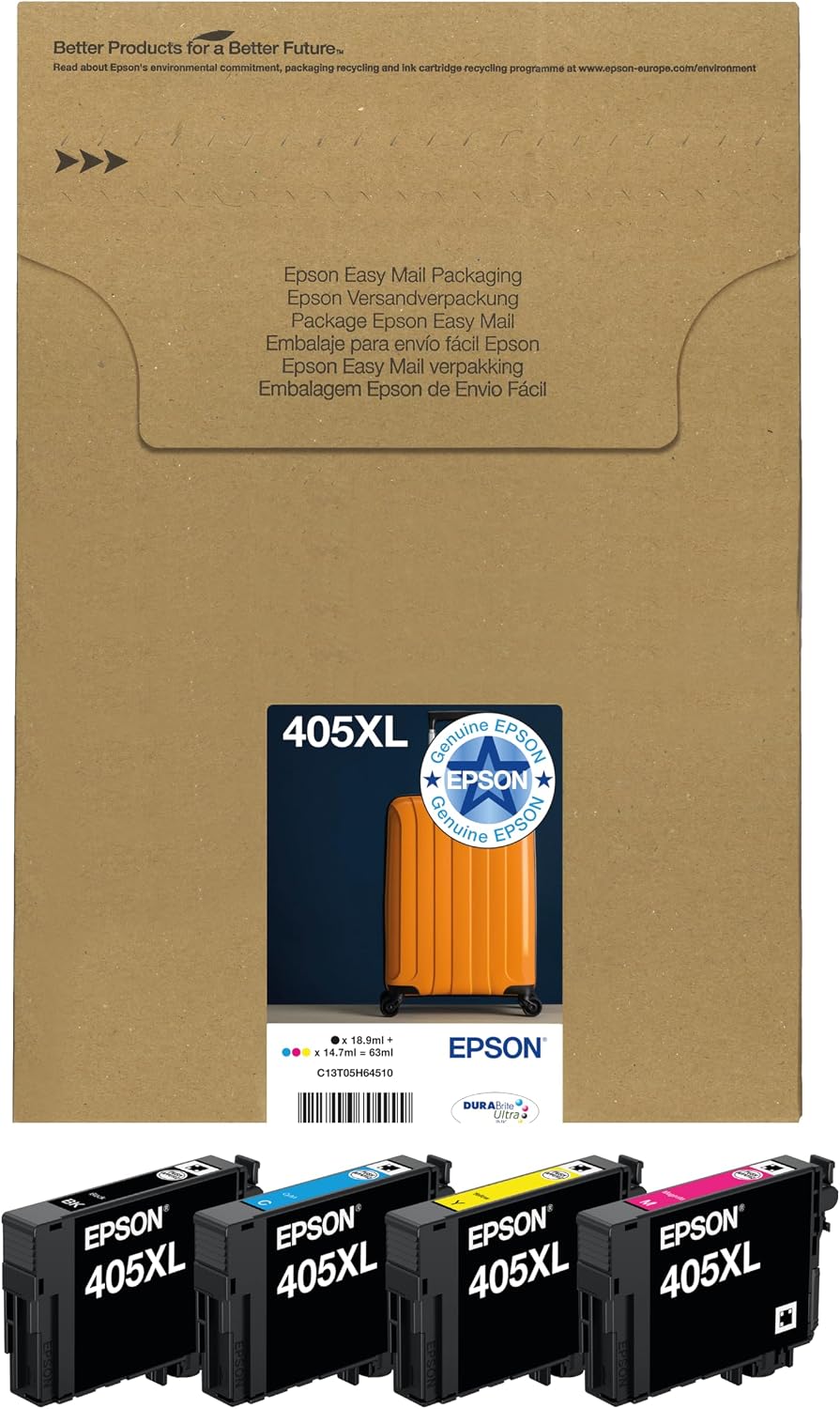Detalle de Epson 405 Suitcase Genuine Multipack: 4-Colour Durabrite Ultra Ink Cartridges