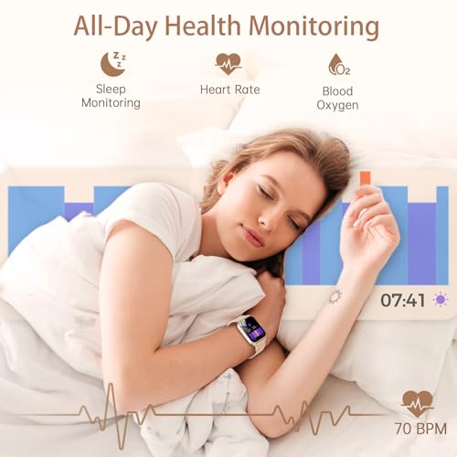 Detalle de Taopodo JX637 Damen-Smartwatch mit Telefonfunktion – 1,83" Touchscreen, 120+ Sportmodi, IP68, Roségold
