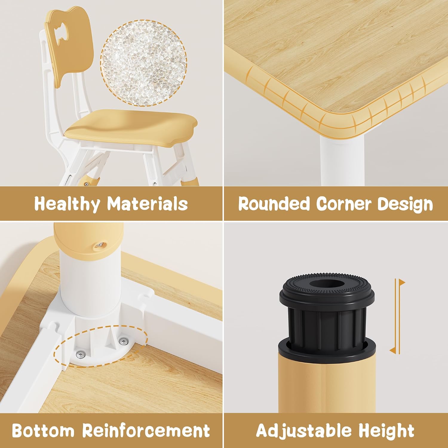 Thumbnail 4 de Brelley Adjustable Toddler Table and Chair Set, Beige, 31.5" x 23.6
