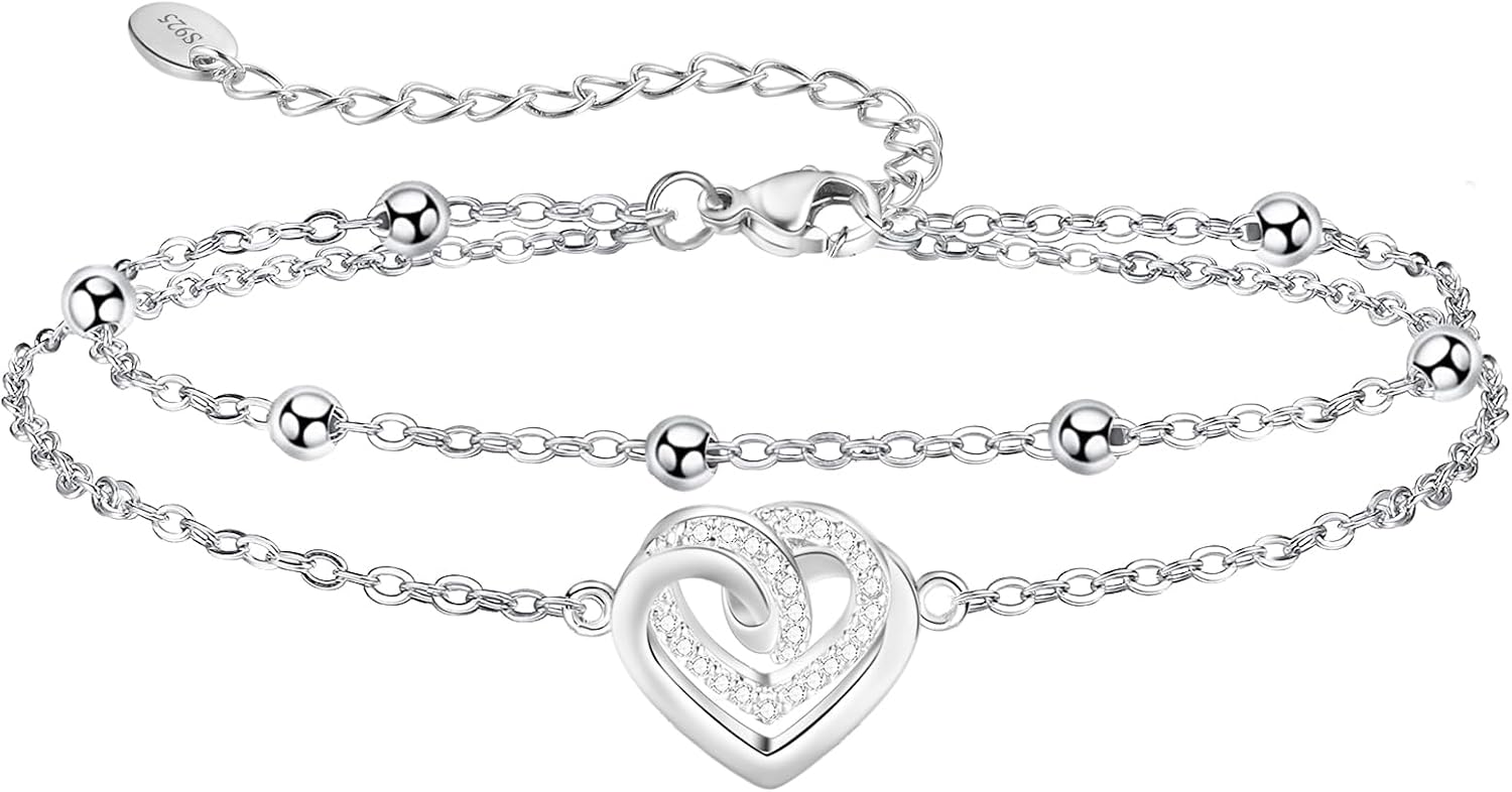 Thumbnail 6 de Jbniuay Fußkettchen für Damen 925 Sterling Silber – Infinity Herz, verstellbar 23+5 cm