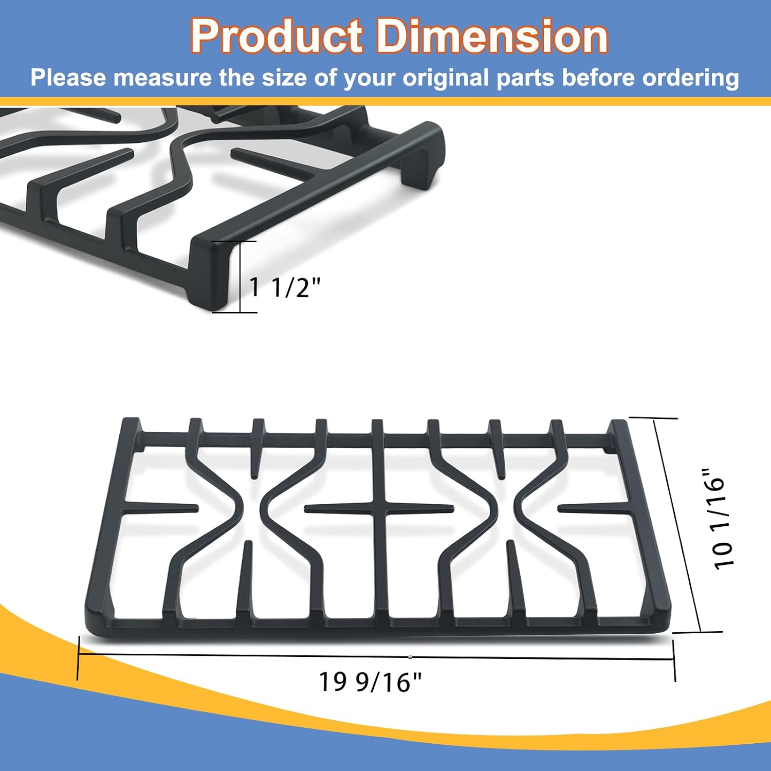 Detalle 2 de Cast Iron Replacement Gas Range Grate, 19 9/16 in.
