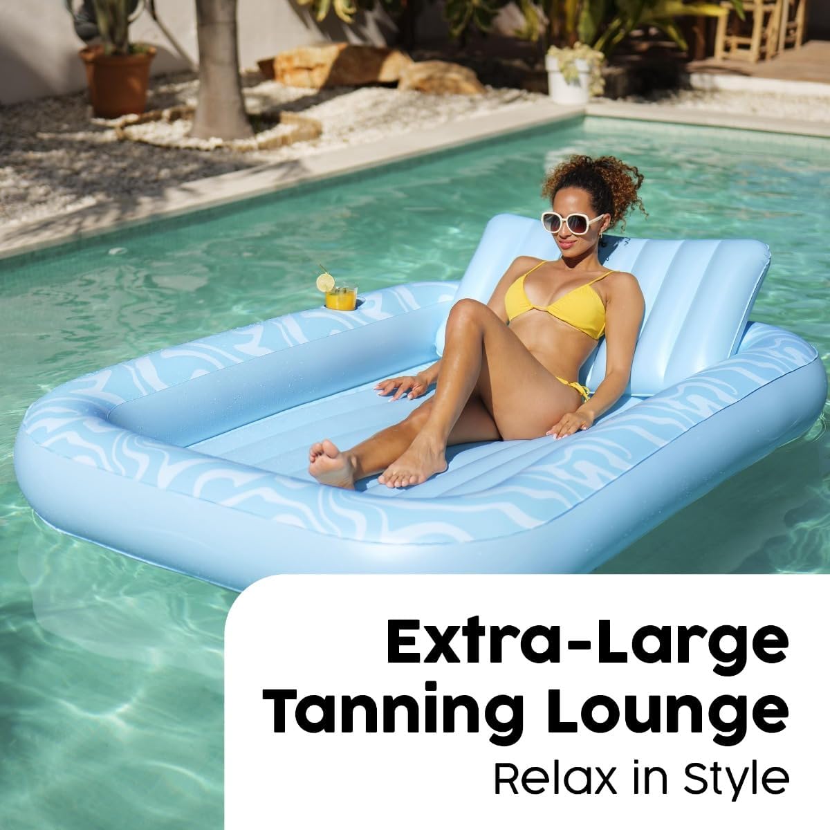Thumbnail 2 de Bestway 43838 Lettino abbronzante Sun-Kissed con cuscino e portabicchieri, azzurro