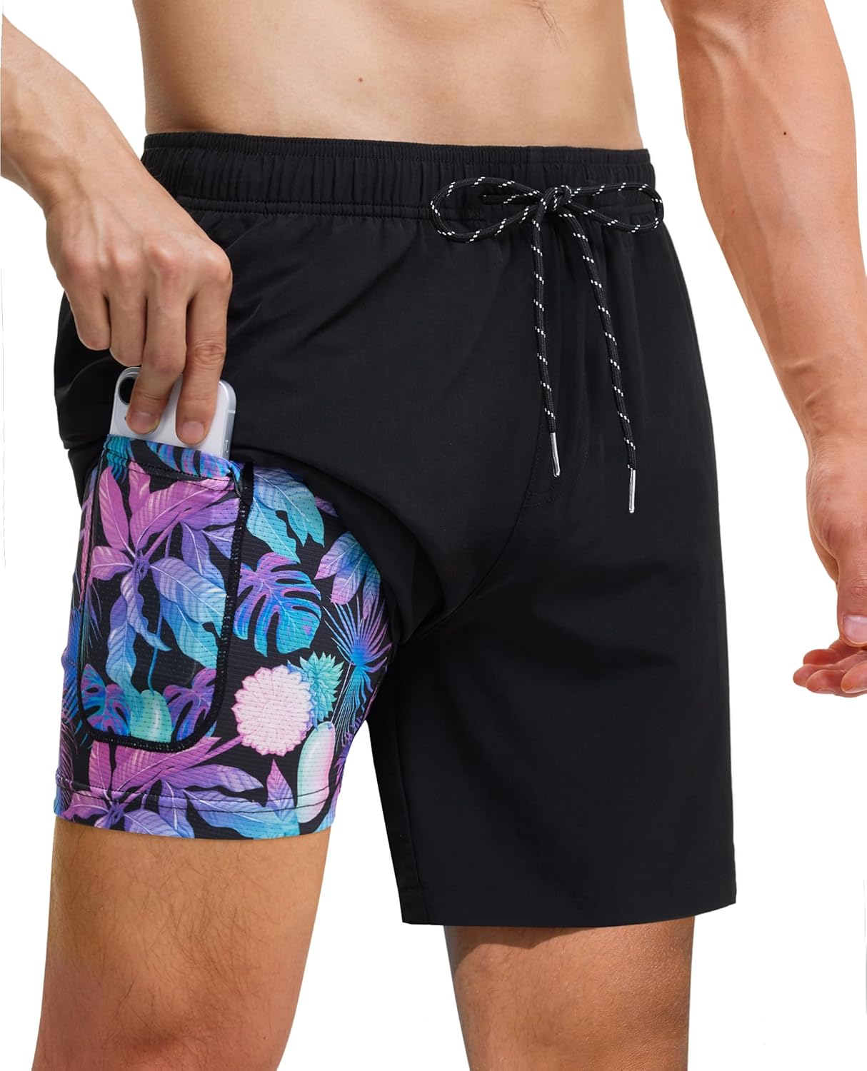 Thumbnail 6 de Gleeease 7inch Mens Swim Trunks 2 in 1 with Compression Liner, Pockets, Quick Dry