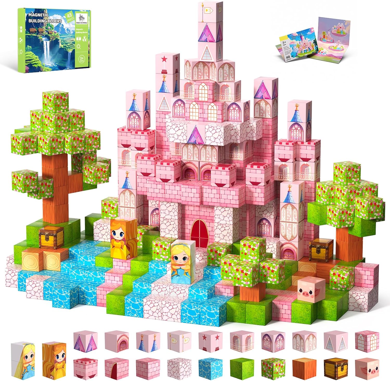Detalle de CraftyNest Magnetic Blocks Building Toys for Kids – 48 Pieces