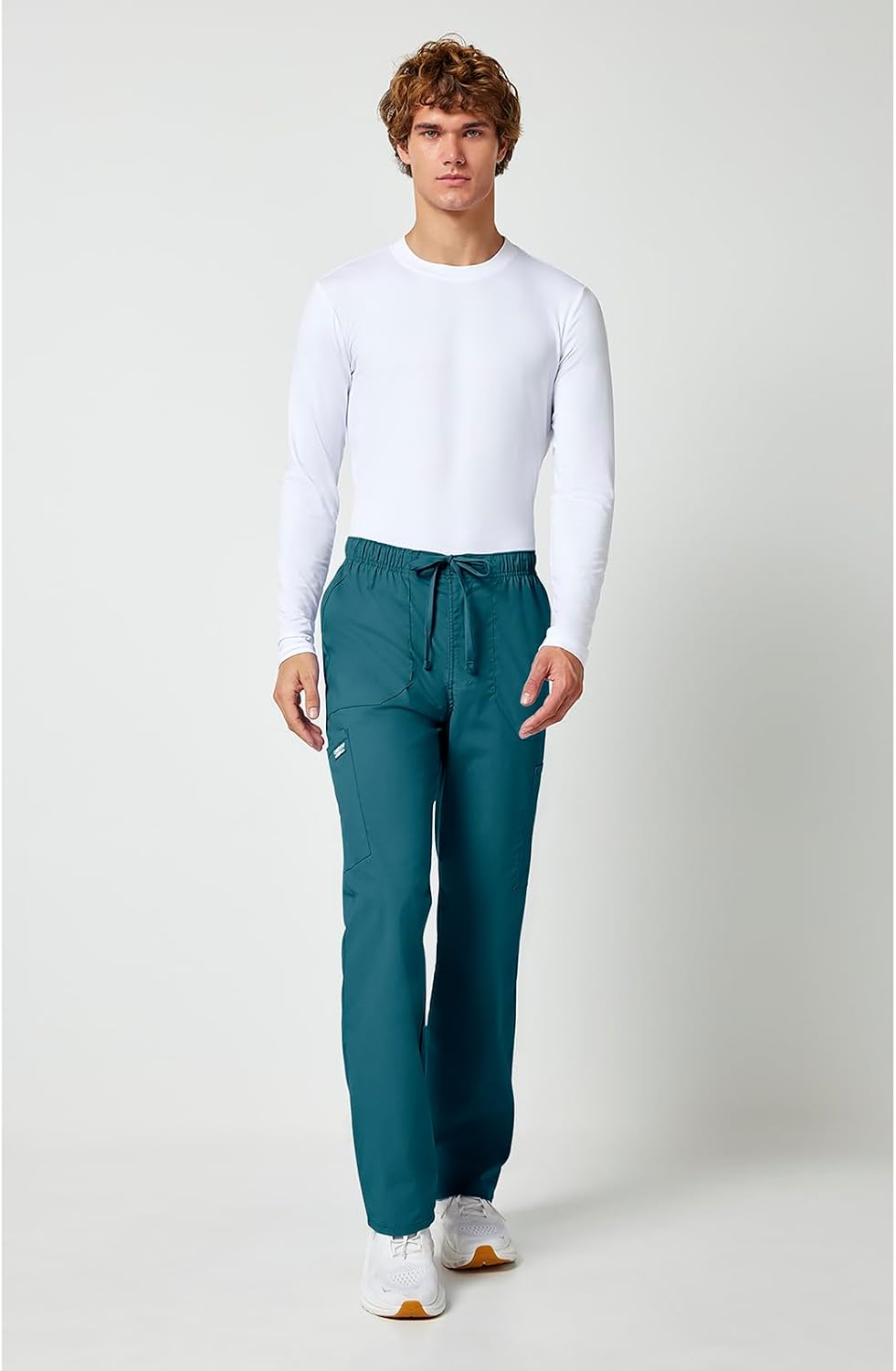 Detalle de Cherokee WW190 Men's Tapered Leg Cargo Scrub Pants, 2-Way Stretch