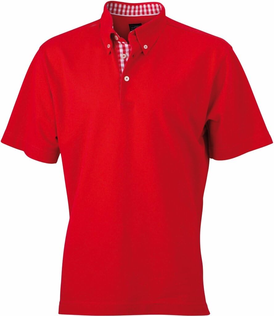 Detalle 2 de Polo homme James & Nicholson avec inserts contrastés Vichy