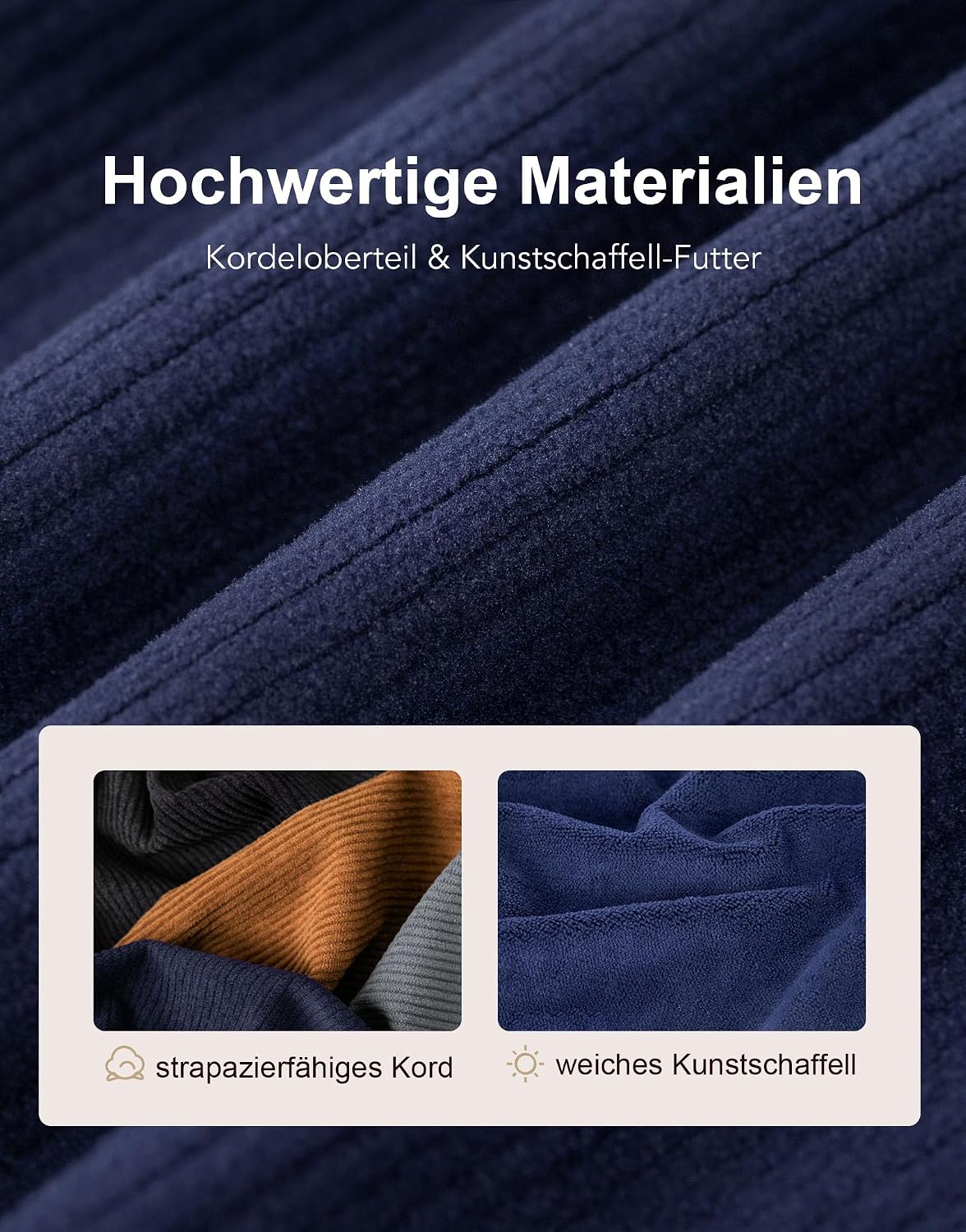 Thumbnail 2 de VeraCosy Herren Cord Mokassin Hausschuhe Memory Foam