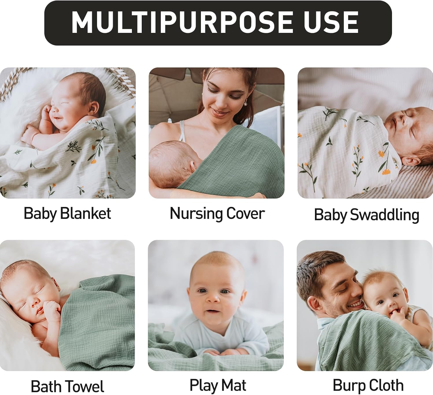 Thumbnail 4 de GLLQUEN BABY Baby Blankets 95x100cm 2 Pack
