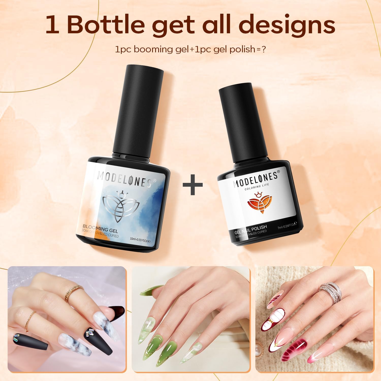 Detalle de Modelones Blooming Gel Nagellack 10ML – Blühender Marmoreffekt für Nail Art