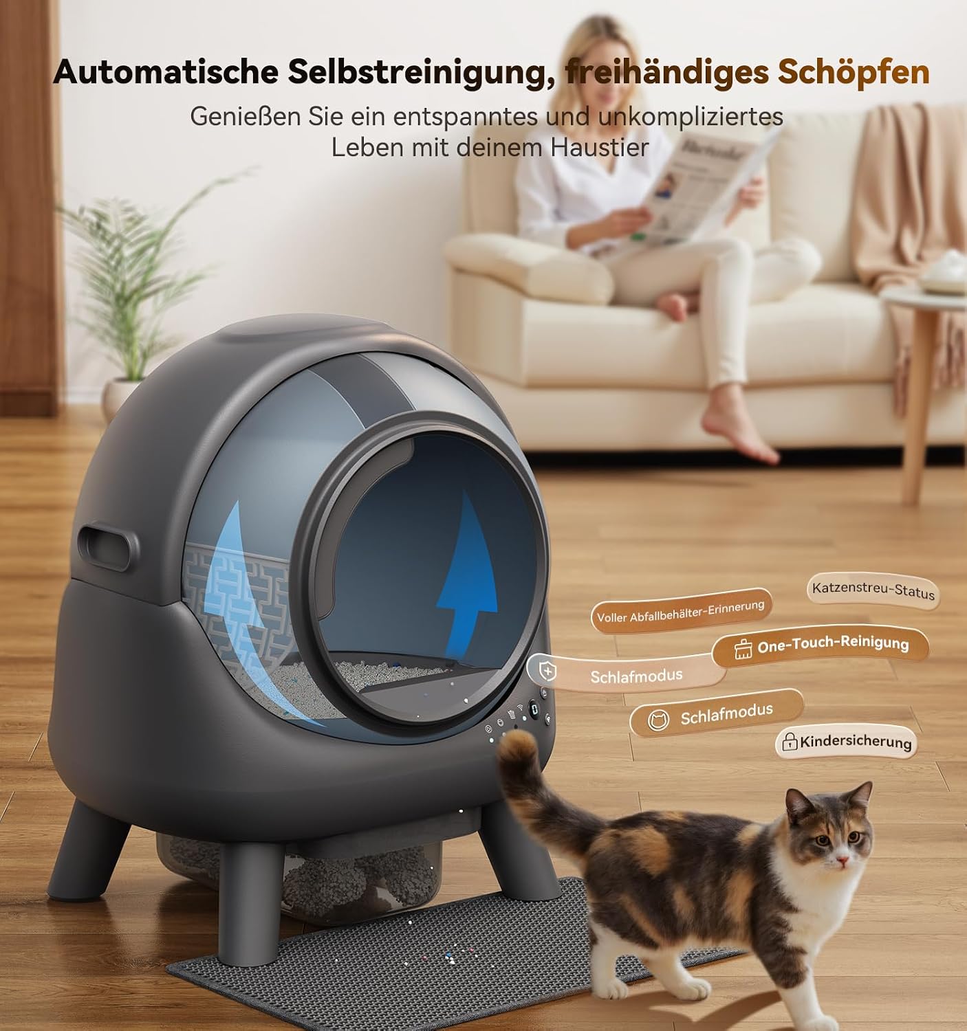 Detalle 2 de FEELNEEDY 65L Selbstreinigendes Katzenklo