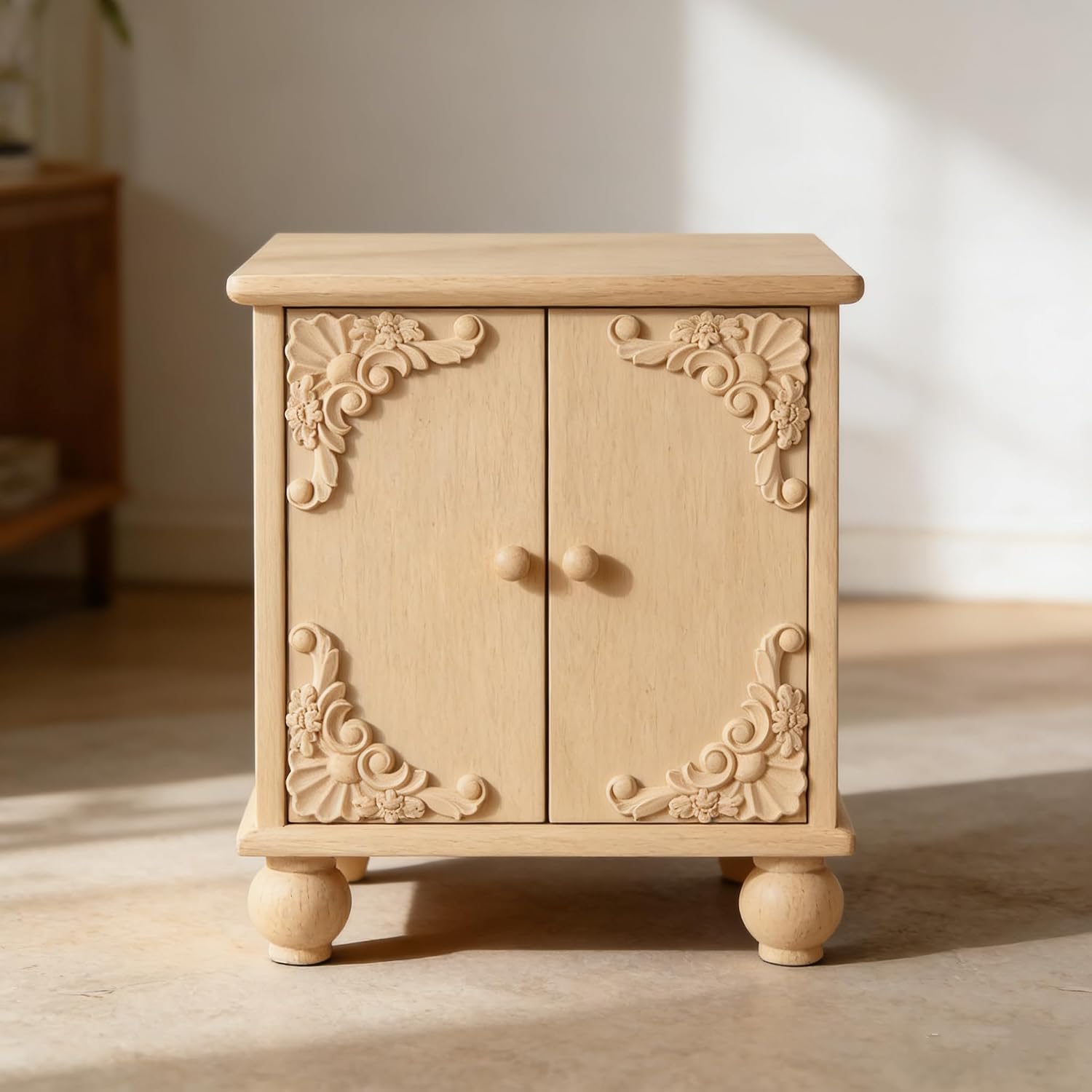 Detalle 2 de Unpainted Wood Furniture Appliques, 9.5 x 9.5 cm