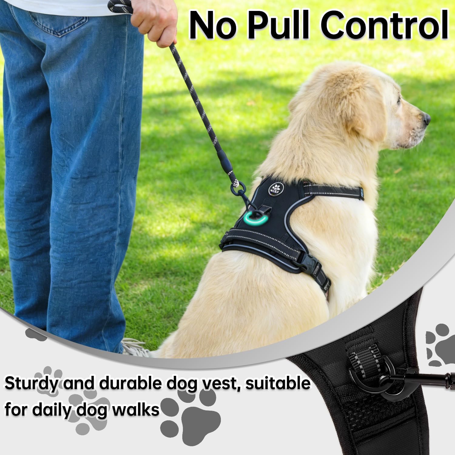 Thumbnail 6 de NESTROAD Harnais gilet anti-traction avec laisse et longe, noir (taille XL)