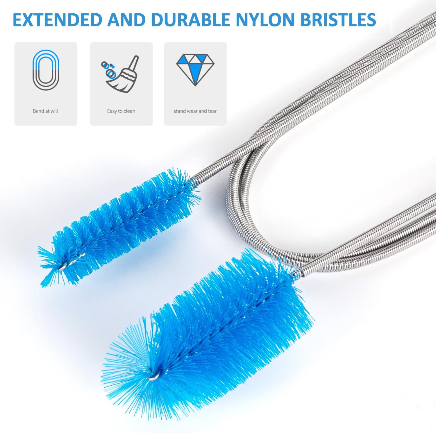 Detalle de Drain Unblocker Tools 75 Inch Flexible Long Pipe Cleaner Brush Set (2 pack)