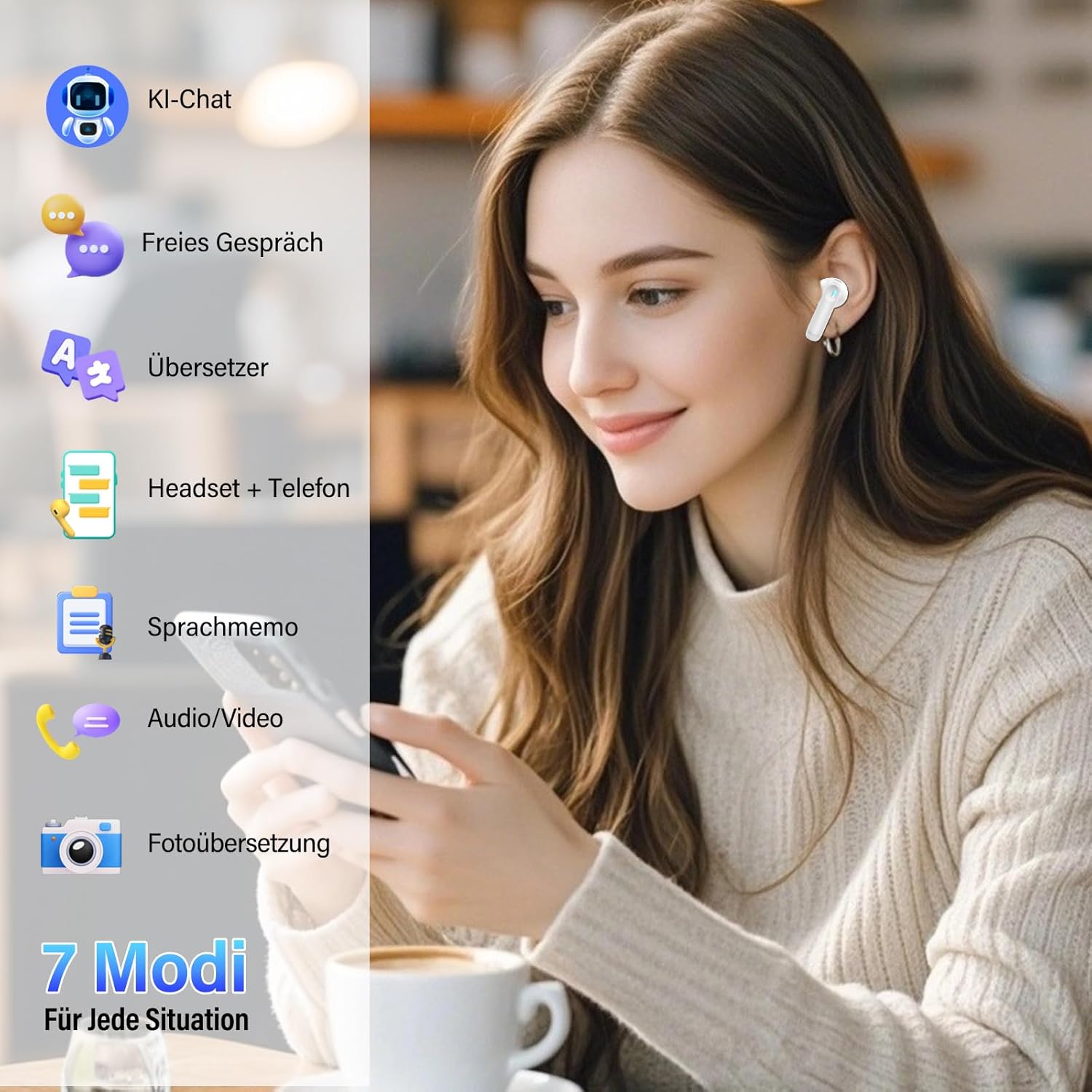 Thumbnail 3 de KI Übersetzer Kopfhörer Echtzeit‑Übersetzer 164 Sprachen
