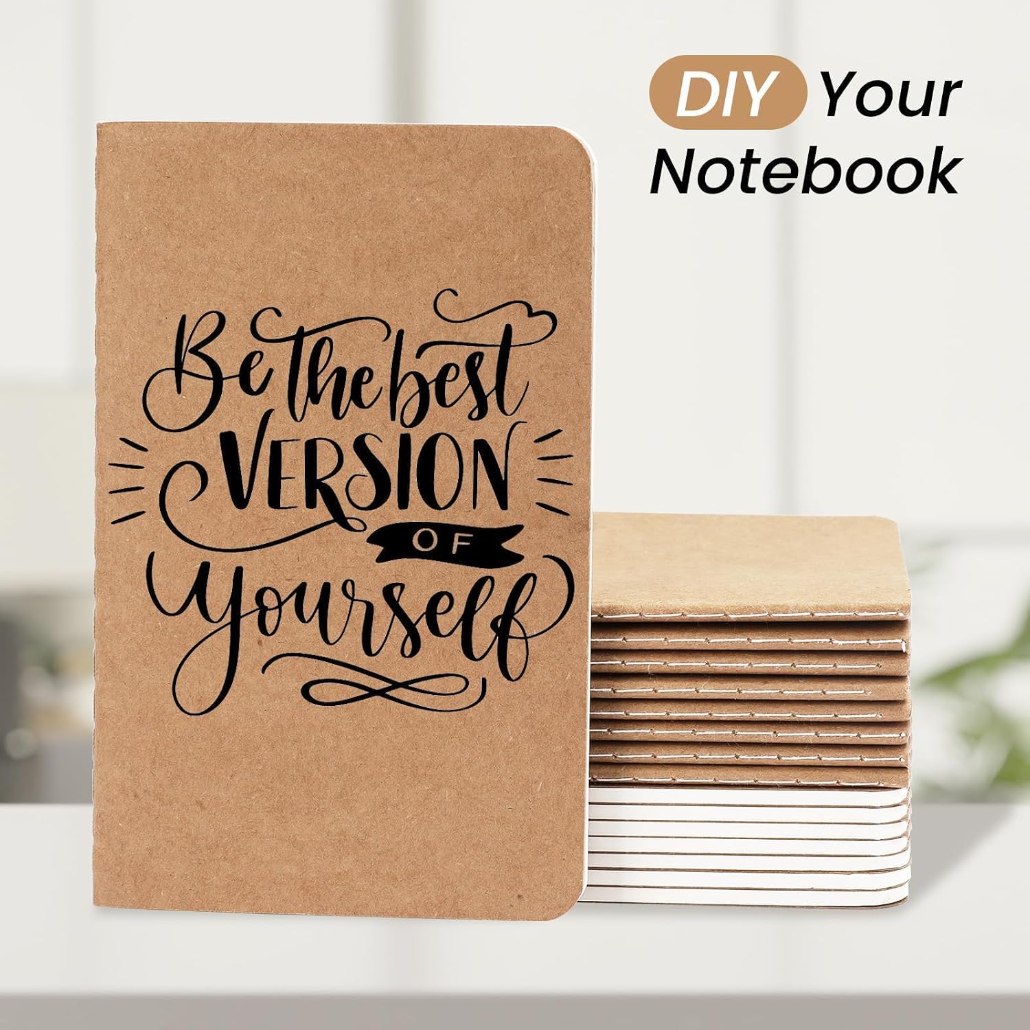 Detalle de Oucaru 64-Pack Mini Pocket Notebooks, 3.5" x 5.5", Blank Brown Covers