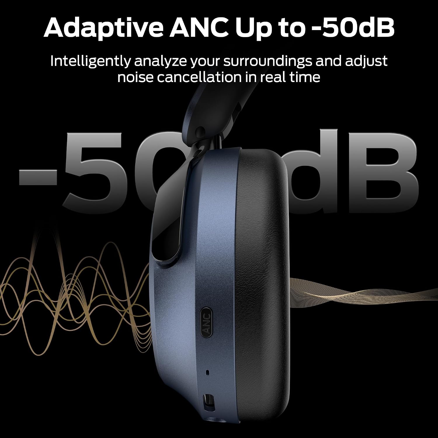 Detalle de Monster Harmonic N20 ANC Over-Ear Headphones, Bluetooth 6.0, 40-Hour Playtime