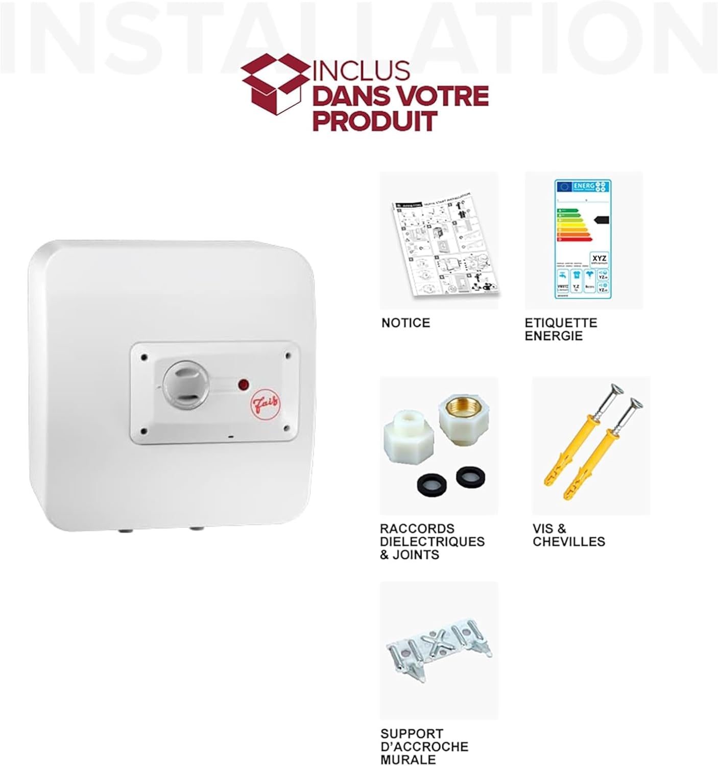 Thumbnail 1 de FAIS 30 FR EU Chauffe-eau électrique sur évier 30 L, 1500 W — installation facile en France
