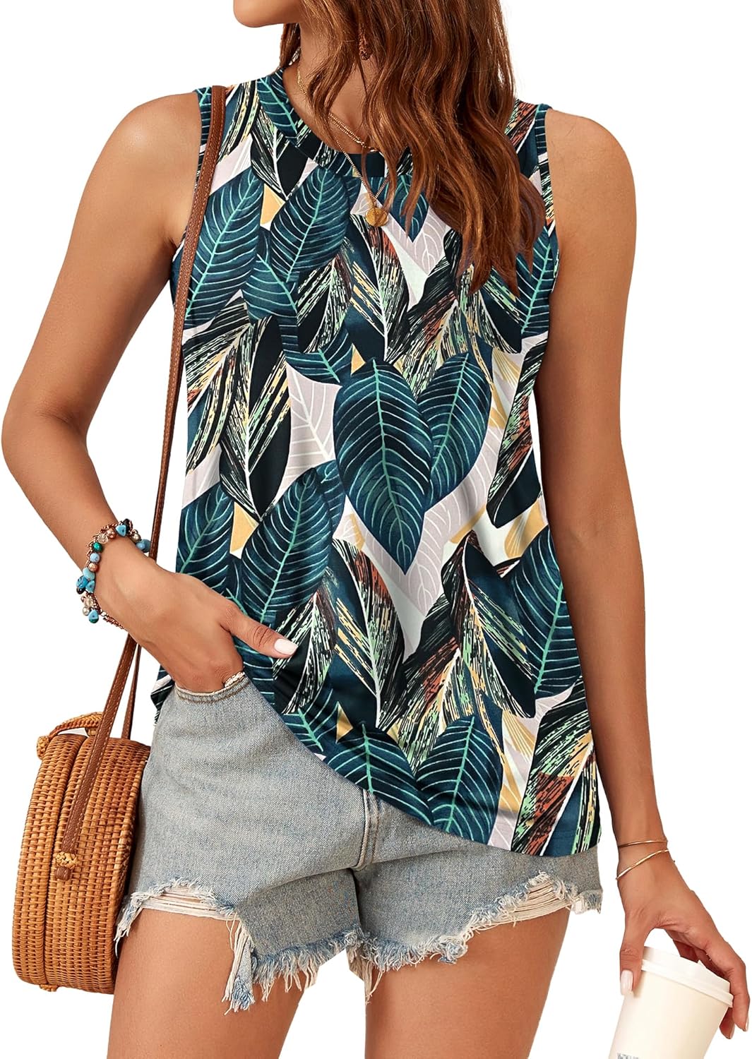 Thumbnail 1 de WNEEDU Damen Tank Top Ärmellos Rundhals Basic – Locker Fallend, Sommer Must‑Have