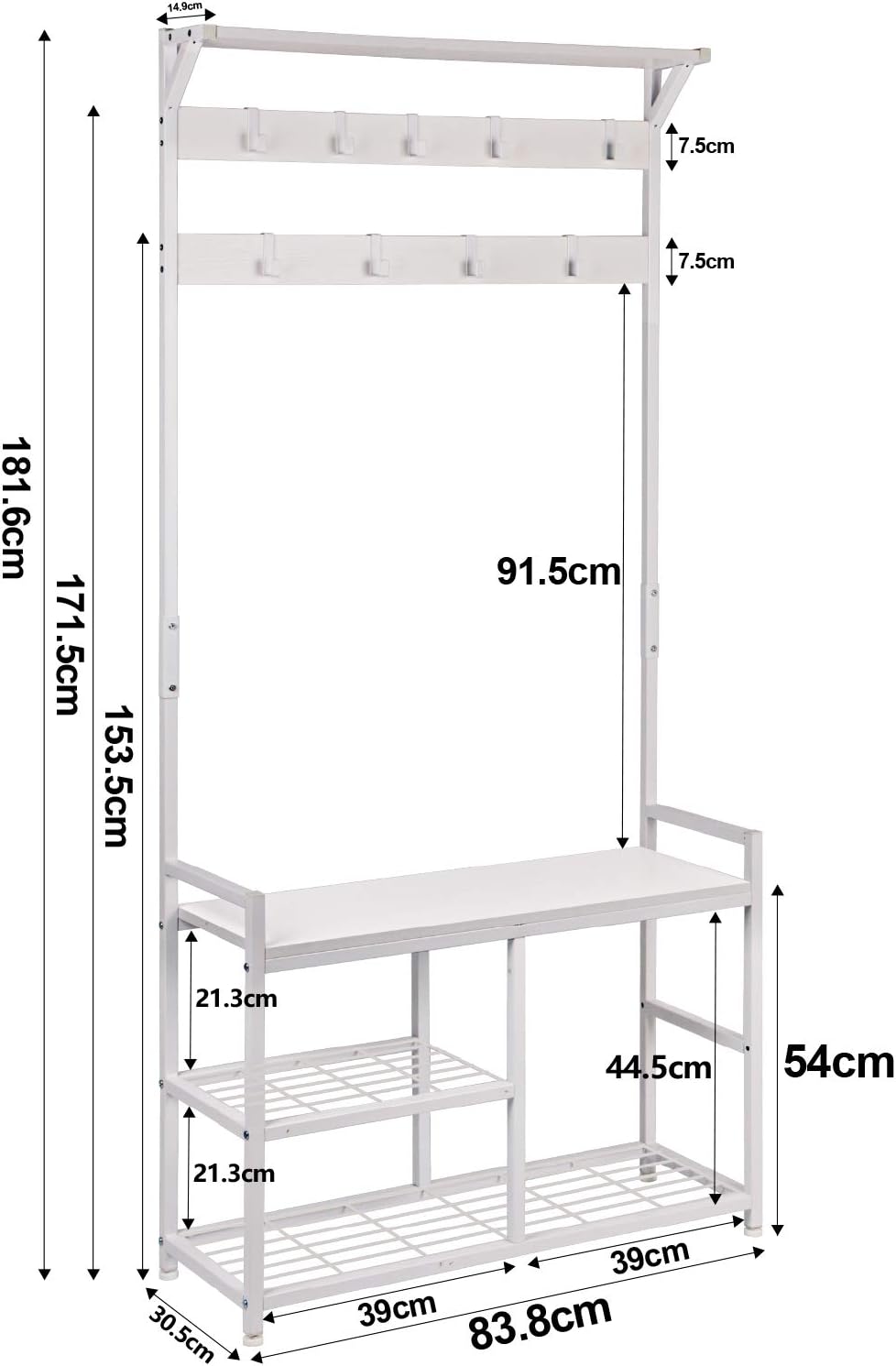 Detalle de Leader Accessories Hallway Coat Stand 33" white