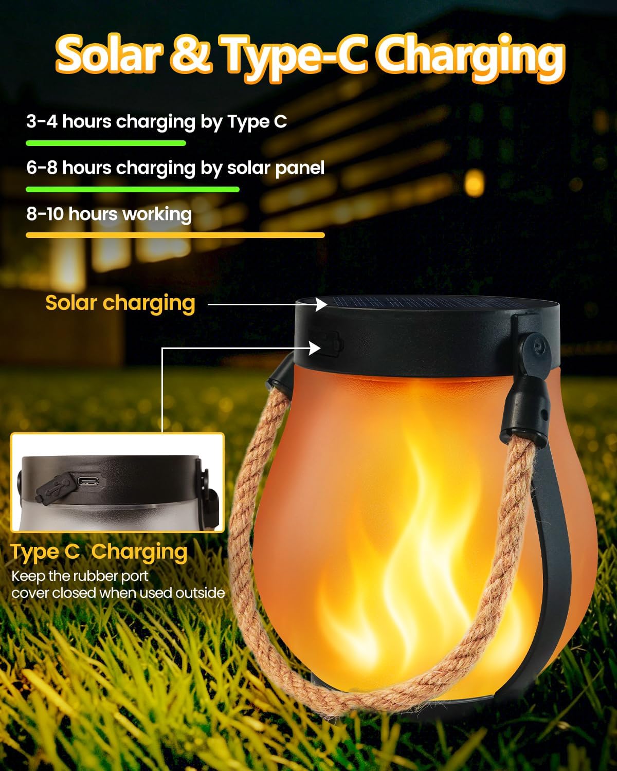 Thumbnail 6 de SANJICHA solar lights 6-Pack Outdoor Lanterns, Flickering Flame, IP65