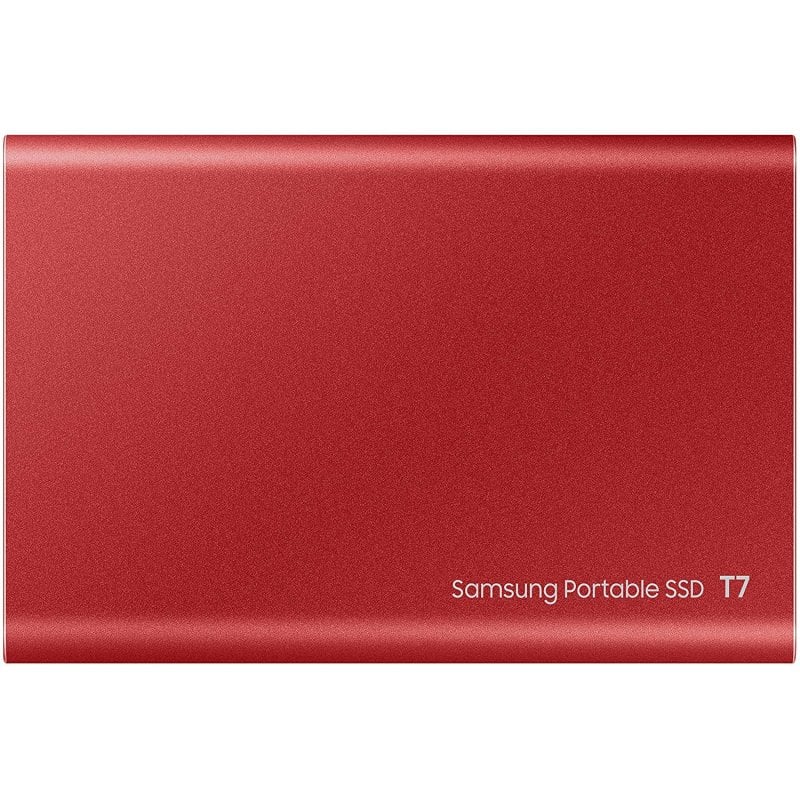 Detalle de Samsung T7 SSD 500GB USB-C Rojo: rendimiento rápido y seguridad para tus datos