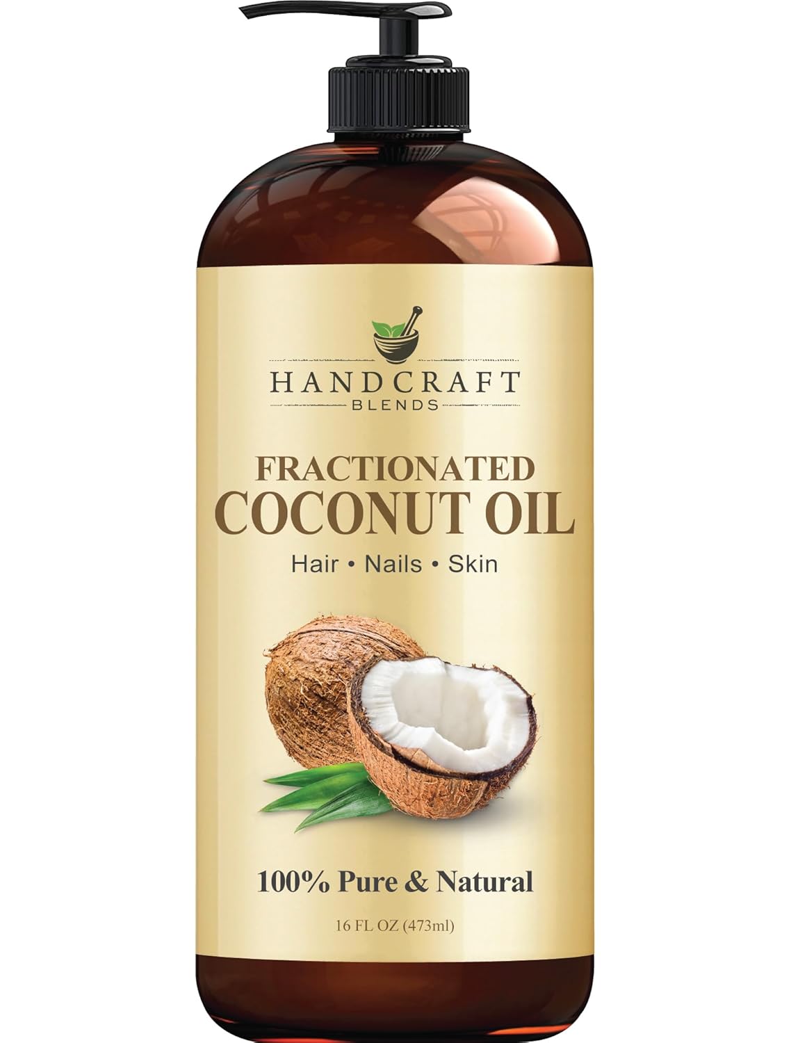 Detalle de Handcraft Blends Fractionated Coconut Oil (16 fl oz) — 100% Pure & Natural Carrier Oil for Skin, Hair & Massage