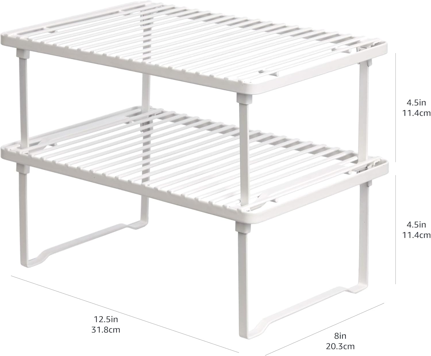 Detalle 2 de Amazon Basics Stackable Kitchen Storage Shelves (Pack of 2) – White, 20.3 x 31.6 x 11.4 cm