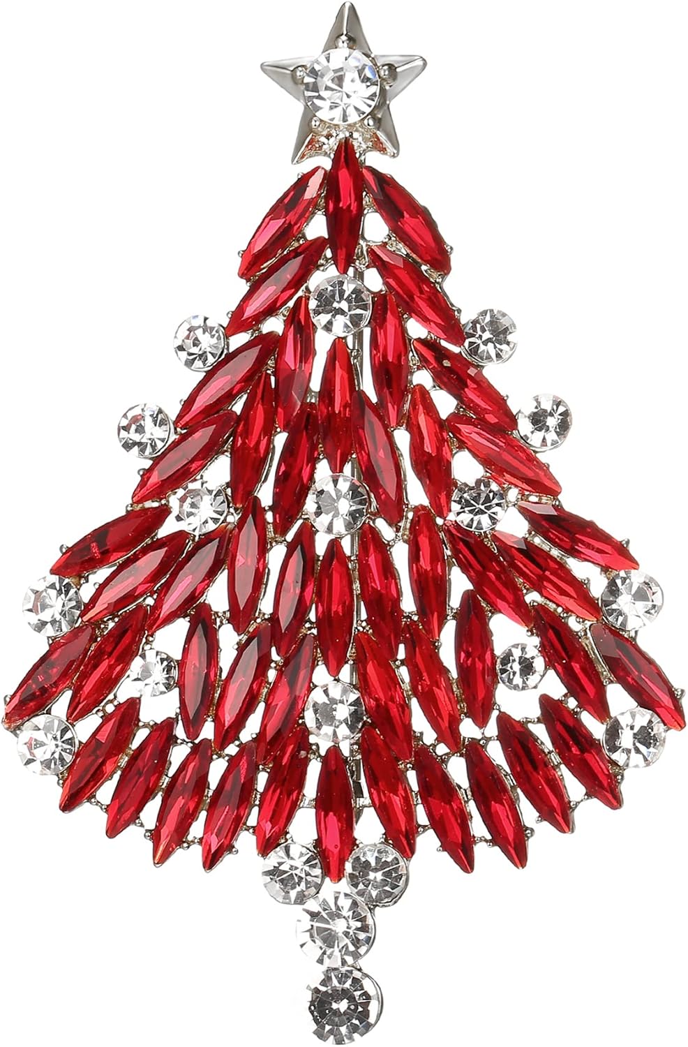 Thumbnail 5 de Clearine Broche femme sapin de Noël étoile cristal rond strass marquise scintillante pour vêtements clair