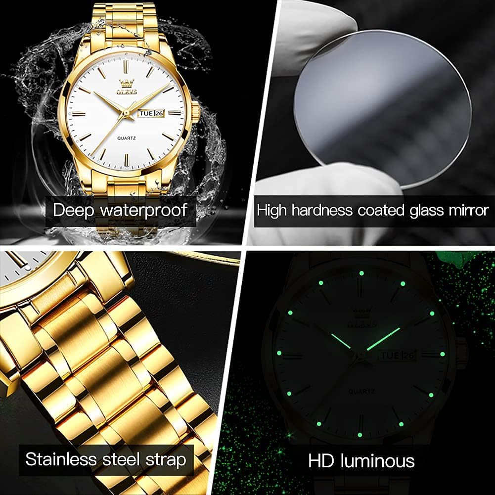 Thumbnail 5 de OLEVS Skelettuhr Quarz Rennwagenrad Herrenarmbanduhr im Business-Stil