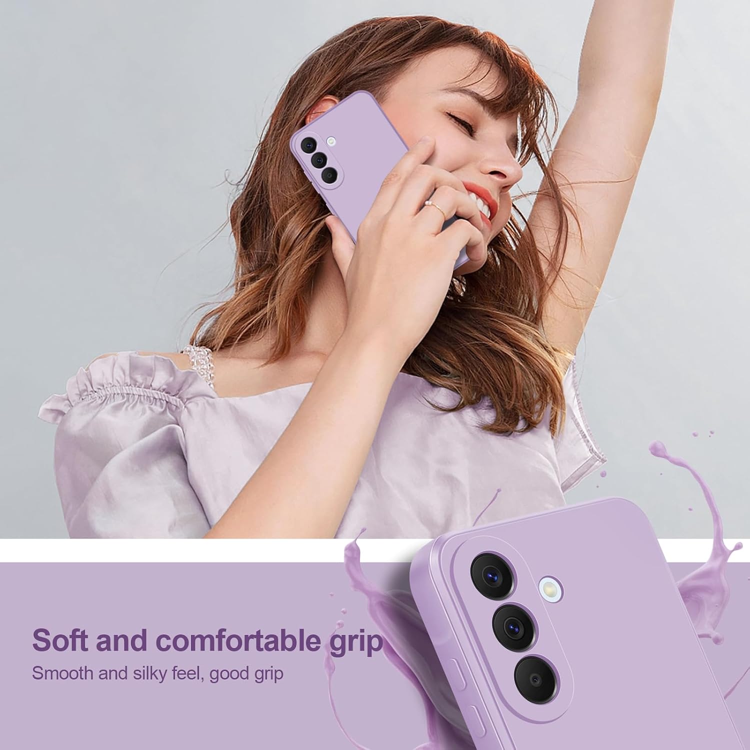 Detalle 2 de Btstring Case for Samsung Galaxy A57 – Soft Silicone Case with Upgraded Camera Protection (Purple)