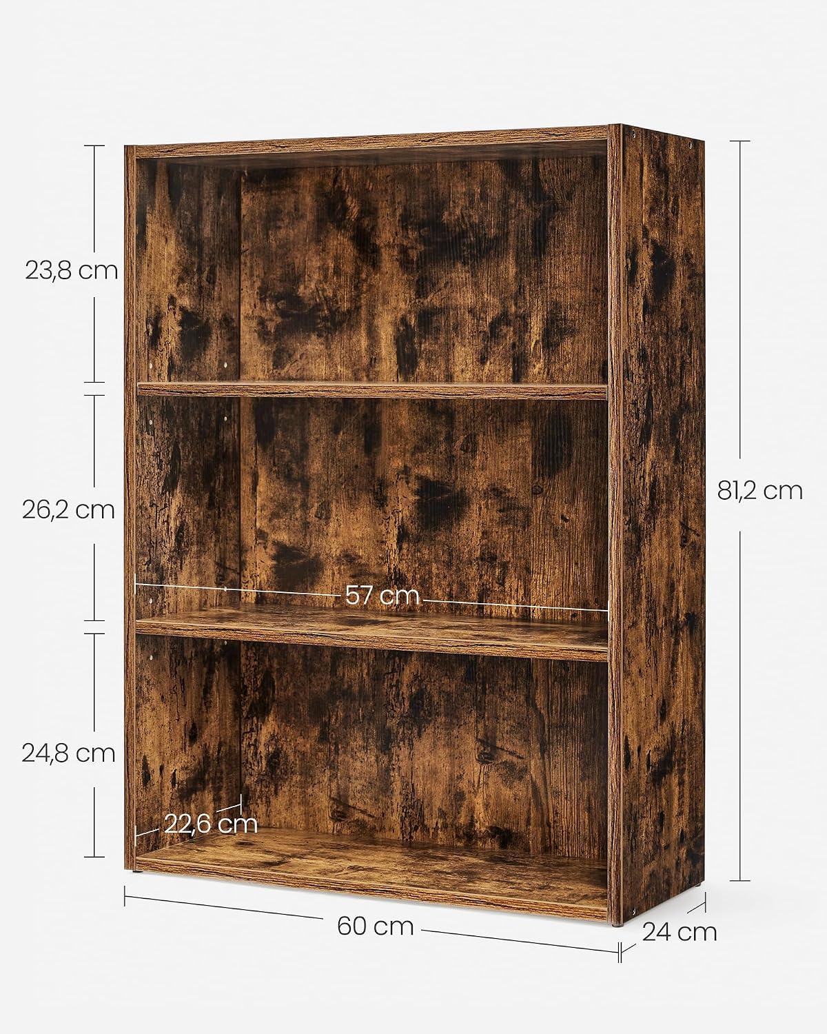 Thumbnail 2 de VASAGLE CUSTOS Collezione Libreria Scaffale a 3 Ripiani con Scomparti – Marrone Vintage LBC163X01