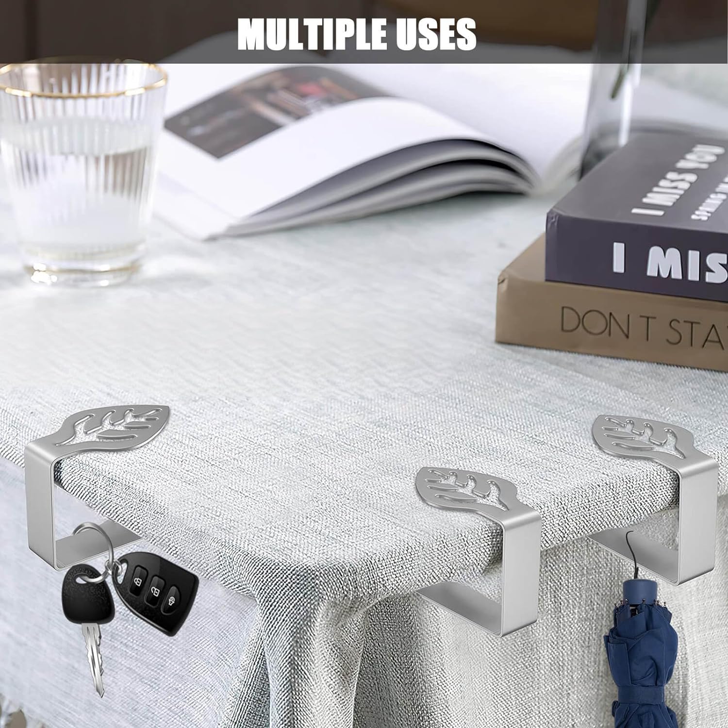 Detalle 2 de Leaf-shaped table cloth clips (10-pack) for outside & inside tables, stainless steel large clamp
