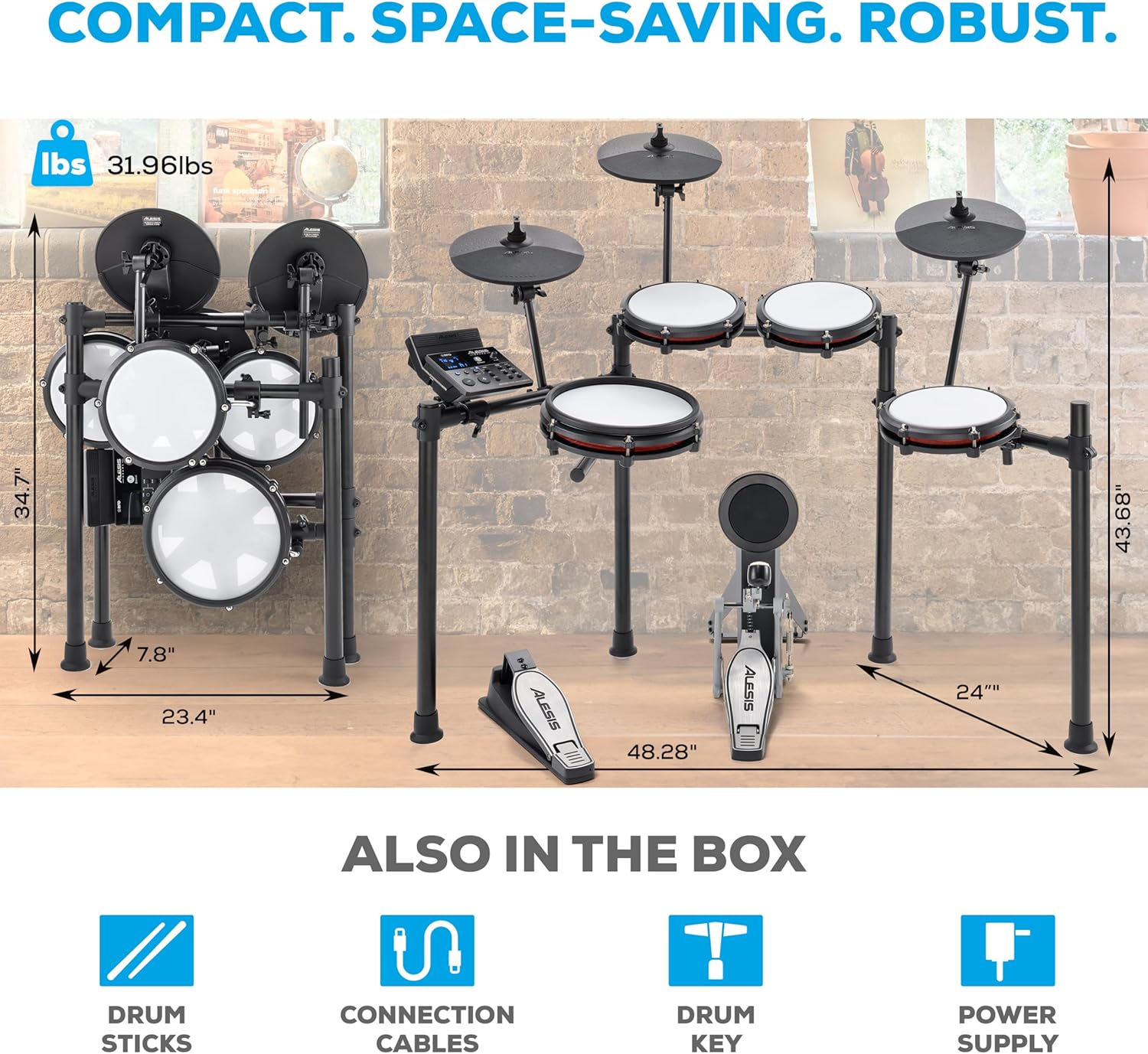 Detalle de Alesis Nitro Max Kit Compact Electric Drum Kit with Quiet Mesh Pads