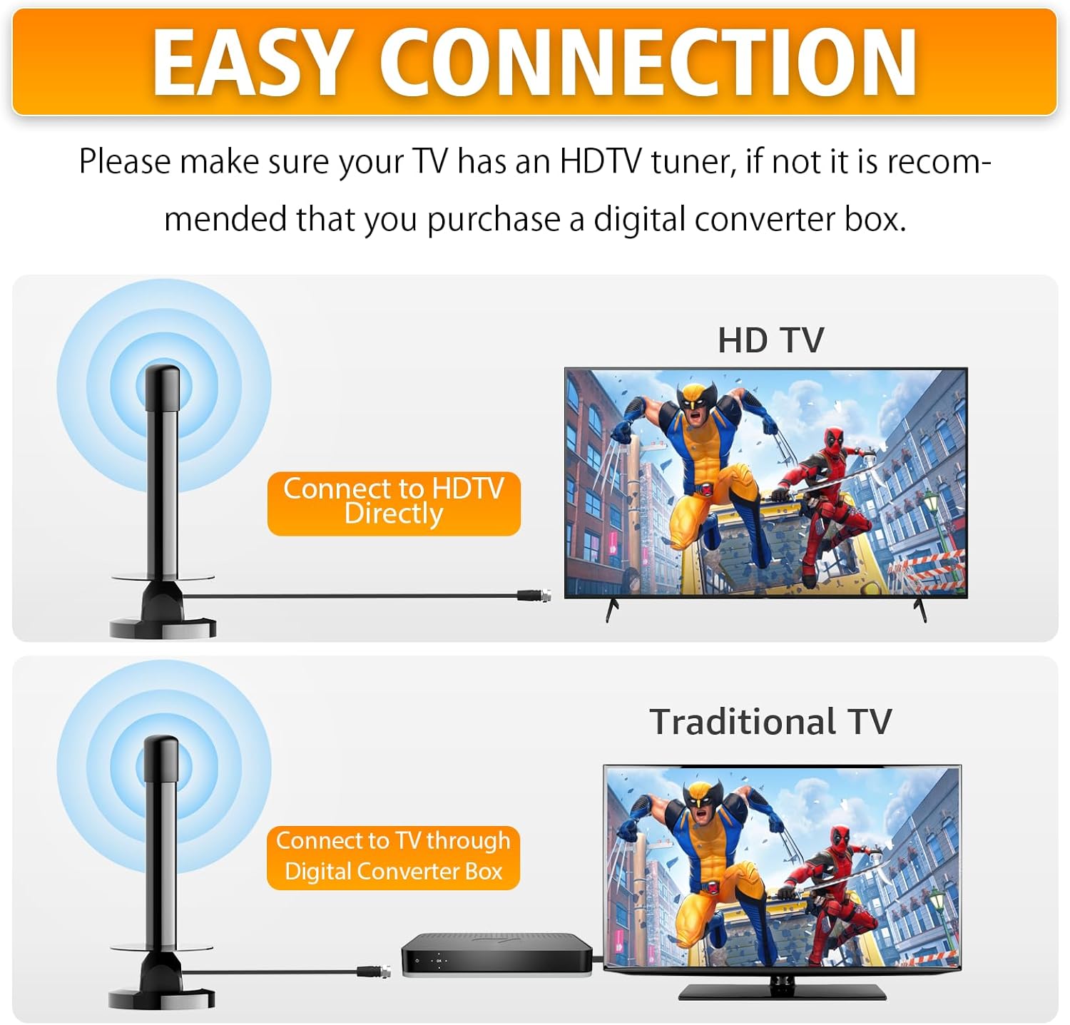 Thumbnail 4 de Indoor TV Aerial Freeview HD with 360° reception, magnetic base & 5m cable (Freeview HD, plug & play)