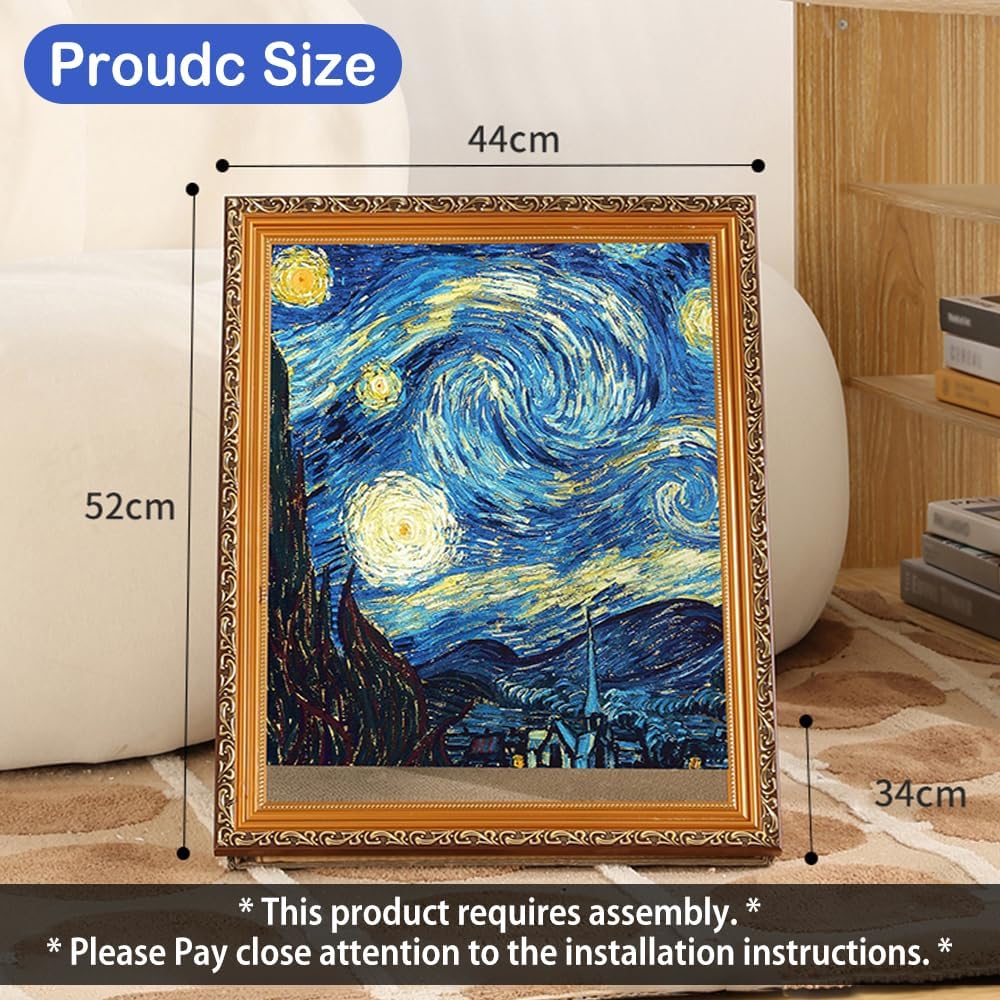 Detalle de NATUYA Oil Printing Frame Cat House with Cardboard Scratching Pad