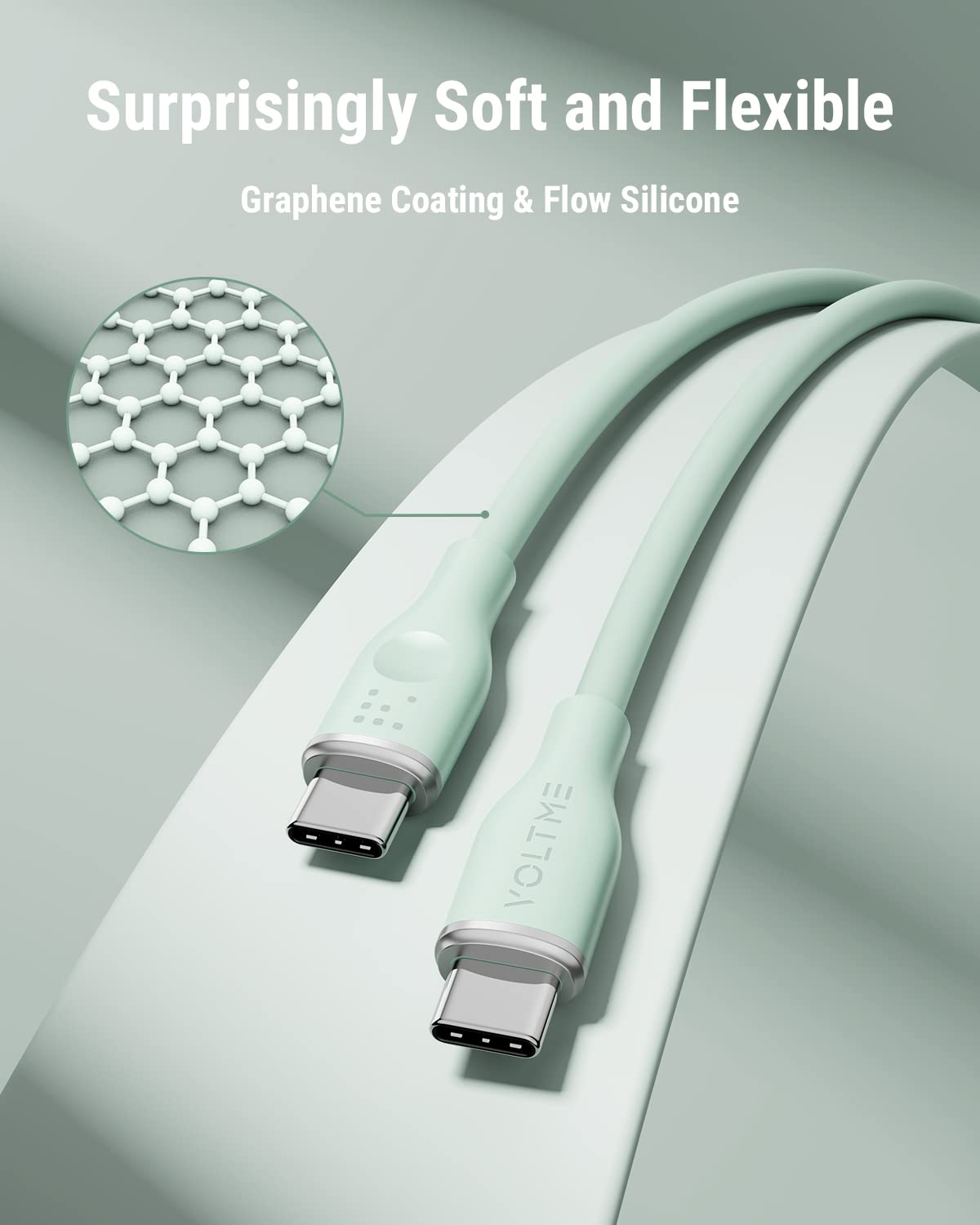 Thumbnail 1 de VOLTME USB-C to USB-C Cable 1.8m (Green) with Power Delivery fast charging up to 3A