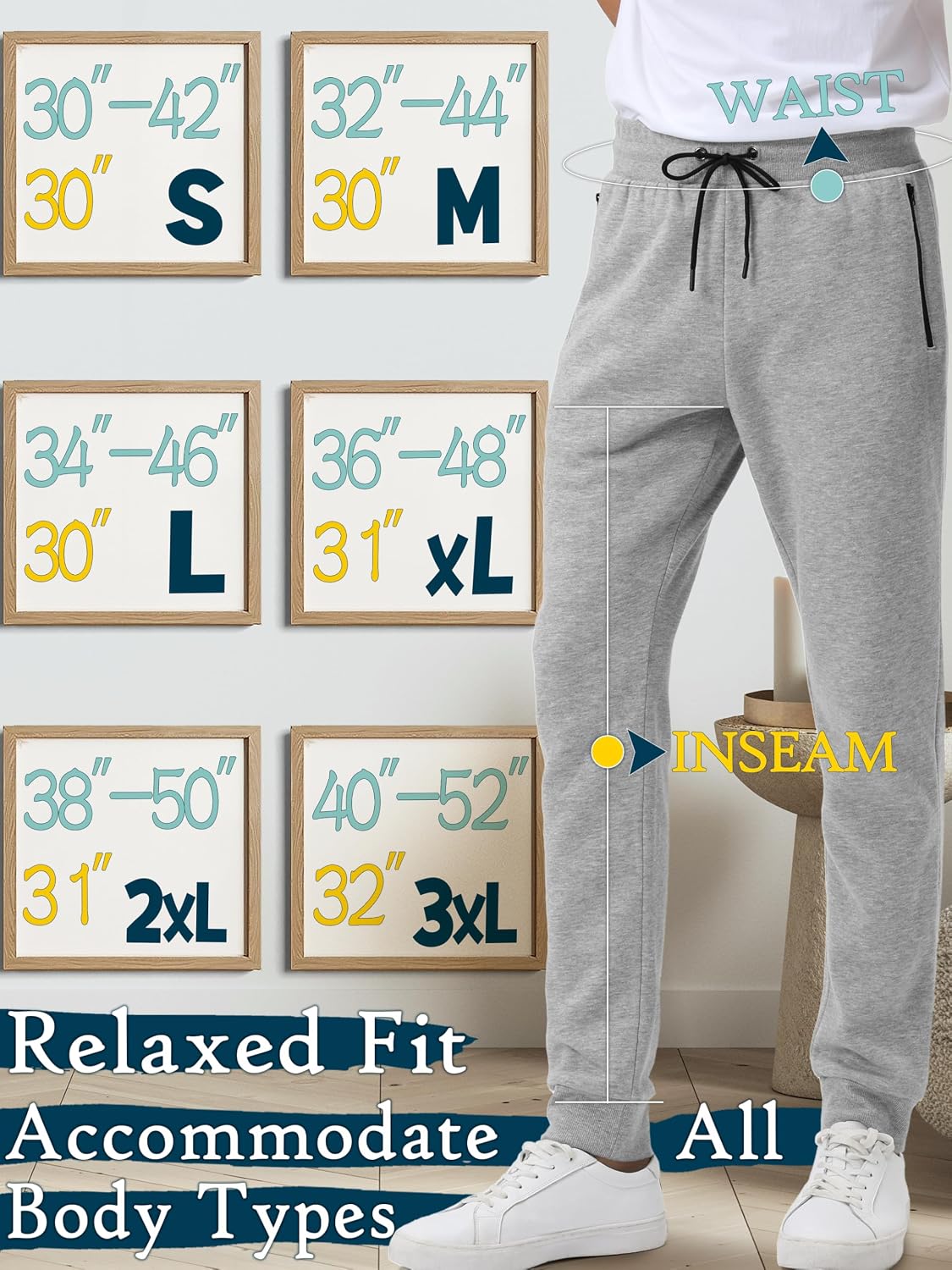 Thumbnail 4 de Loofure Men’s Fleece Sweatpants (3-Pack) Joggers with Zipper Pockets