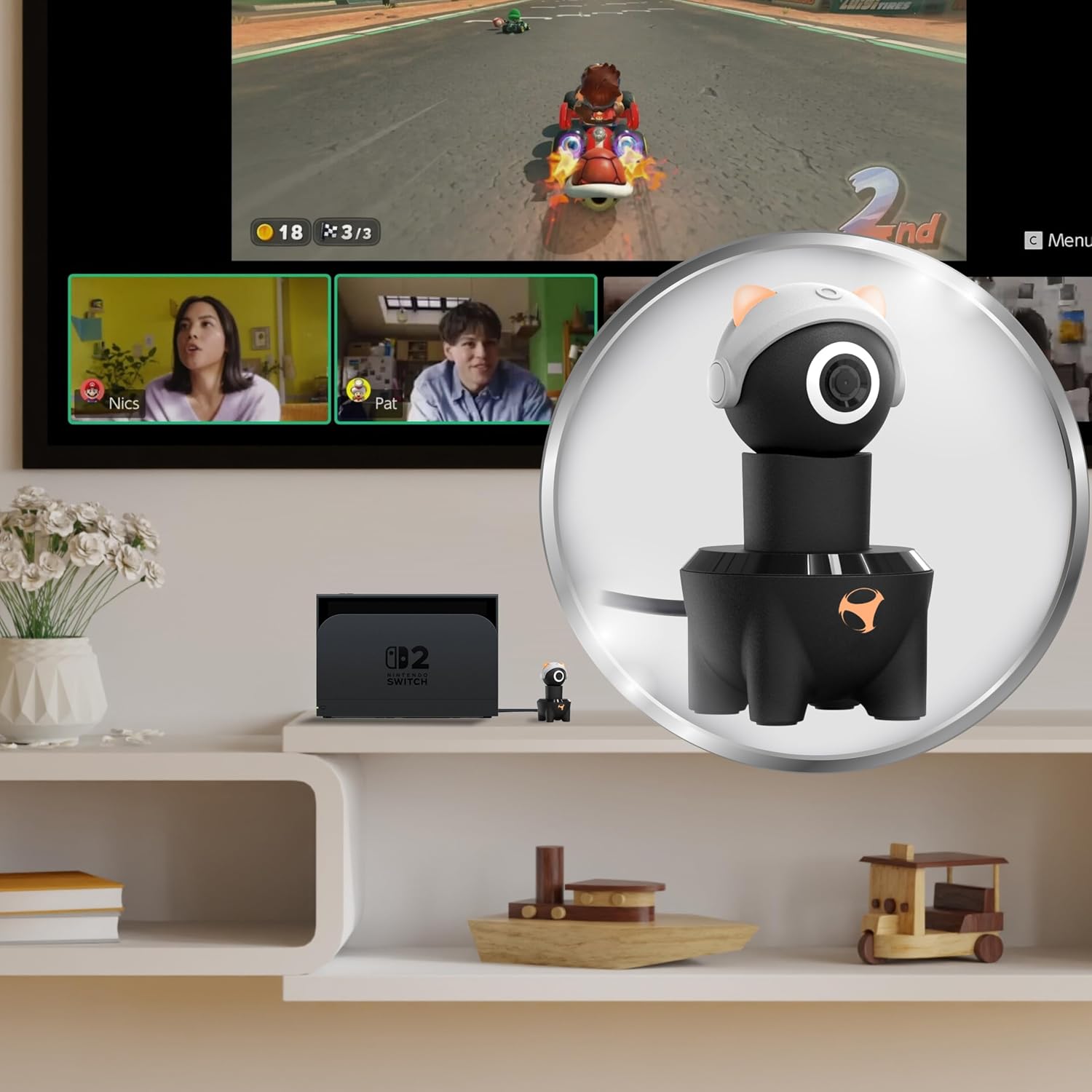 Detalle de Subsonic Playcam 1080 Kamera für Nintendo Switch 2 – Full-HD 1080p Weitwinkel, USB-C Plug-and-Play, blau